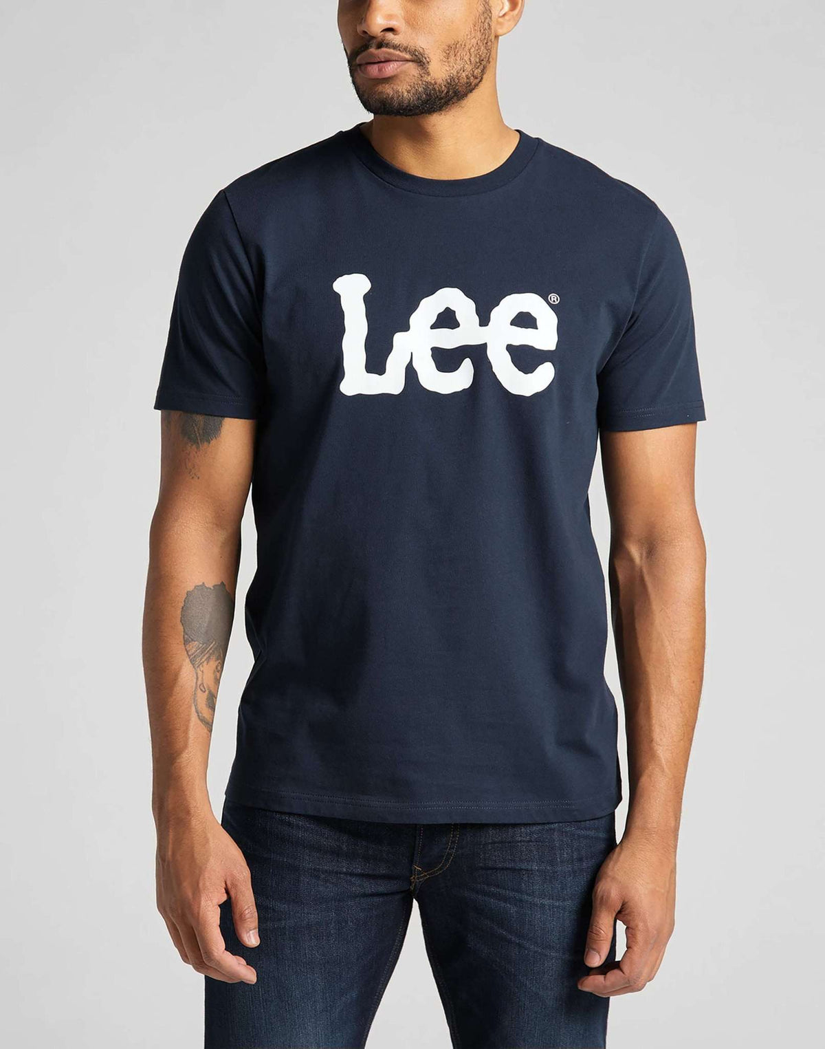 Wobbly Logo Tee in Navy