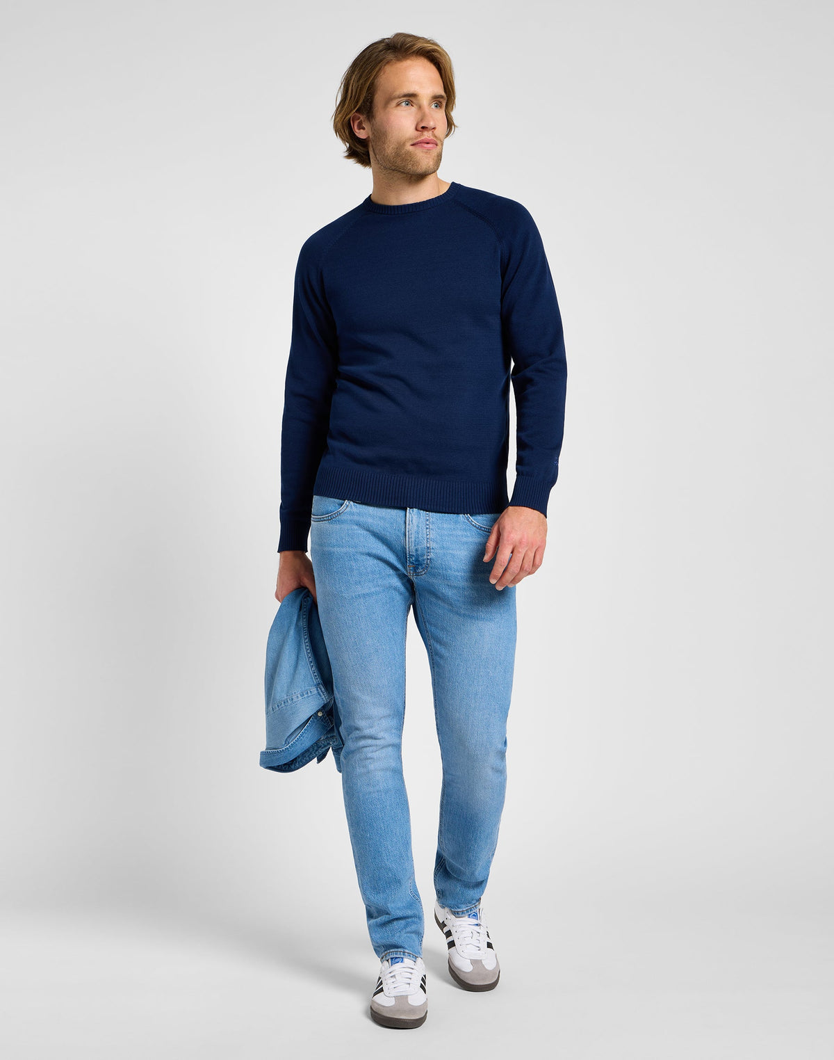 Clean Raglan Sweater in True Navy