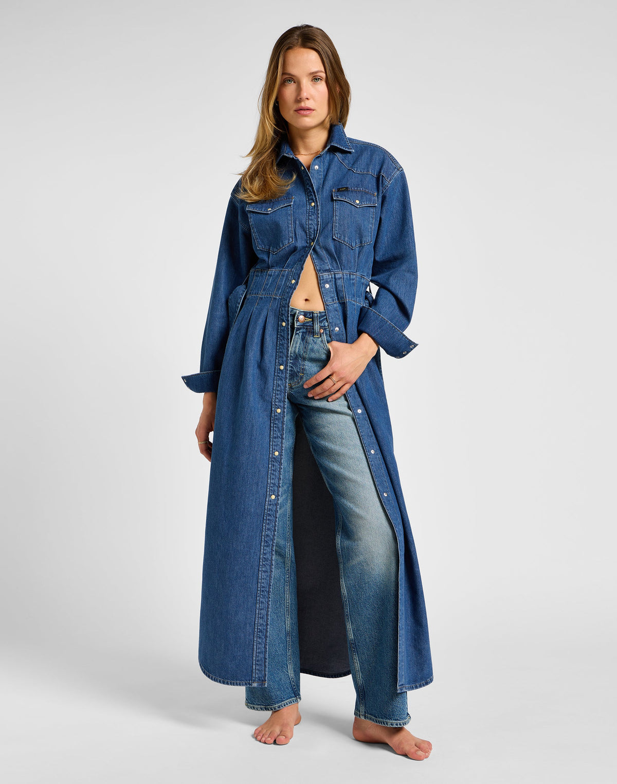 Belted Western Dress in Blue Fusion