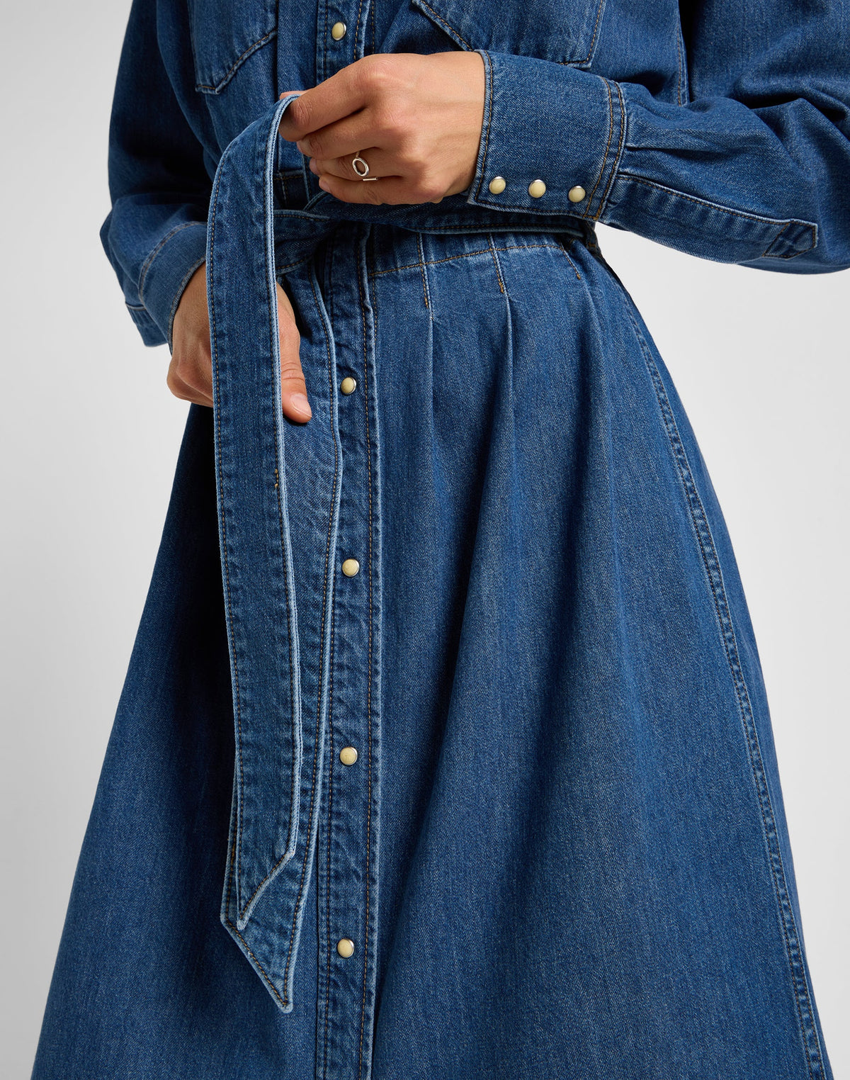 Belted Western Dress in Blue Fusion