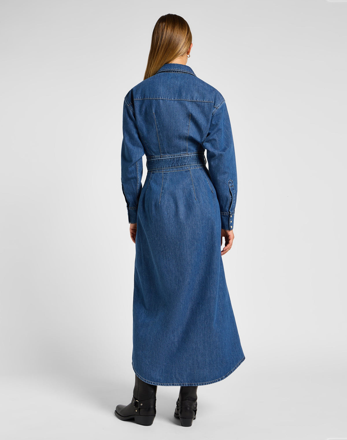 Belted Western Dress in Blue Fusion