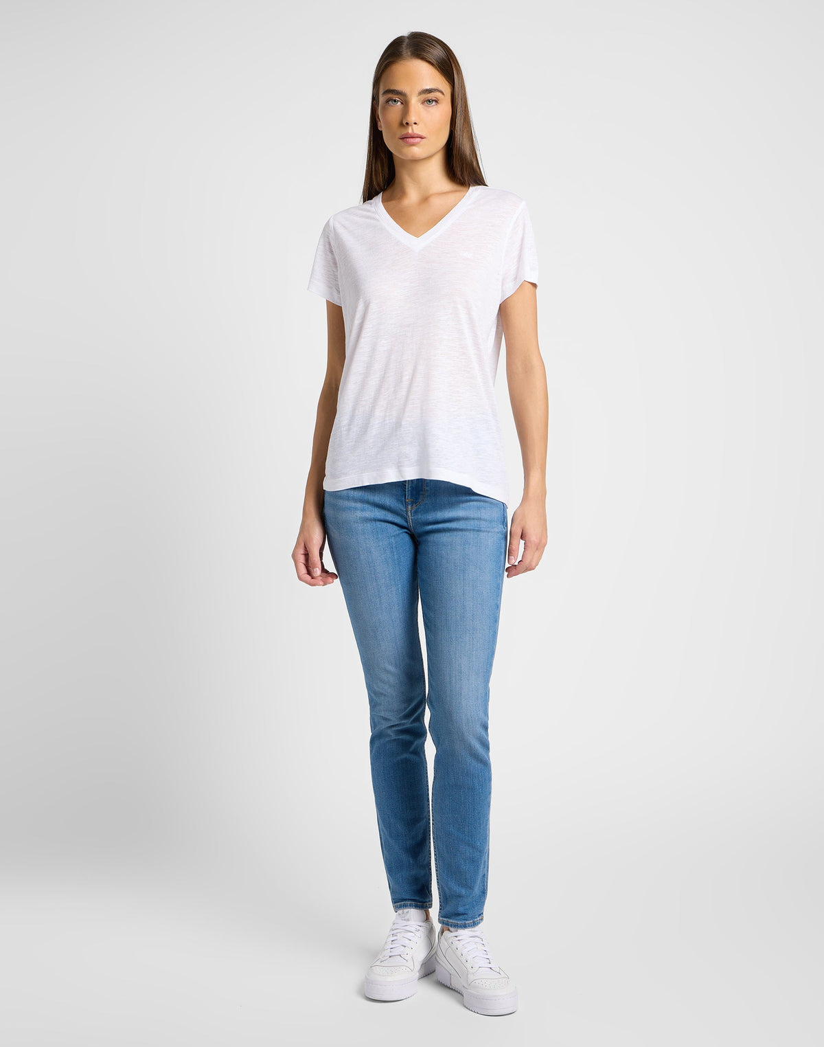 V Neck Tee in Bright White