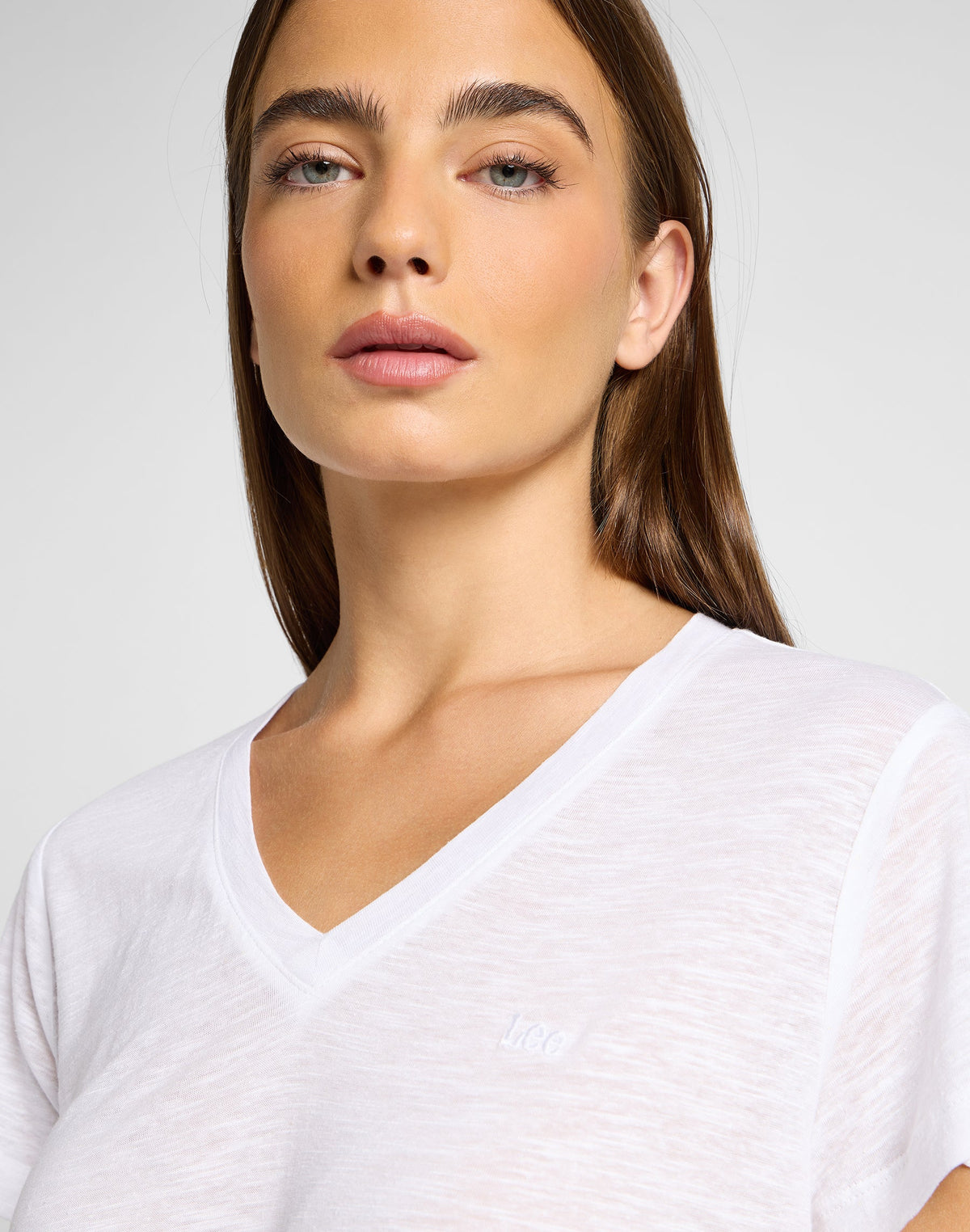 V Neck Tee in Bright White