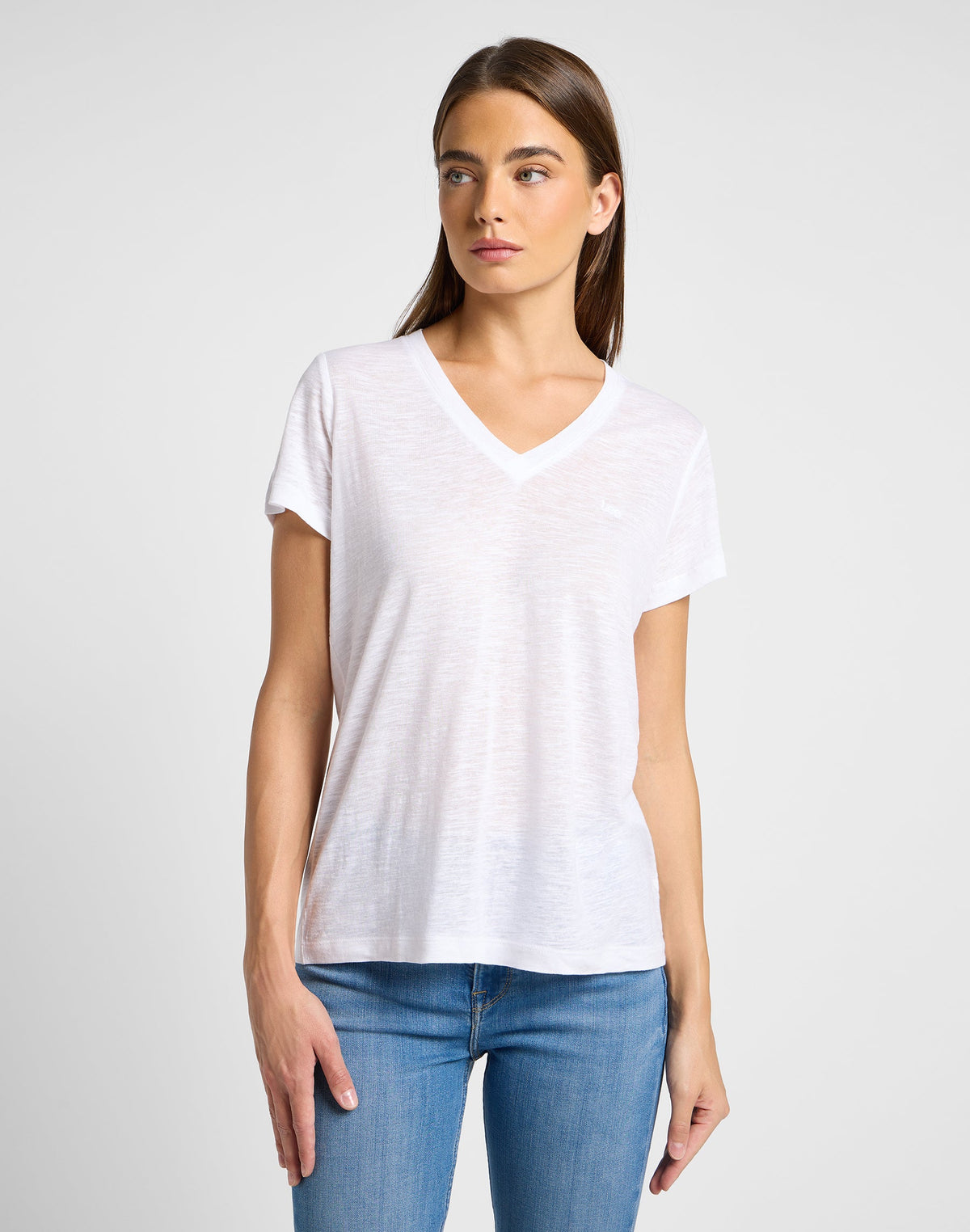 V Neck Tee in Bright White