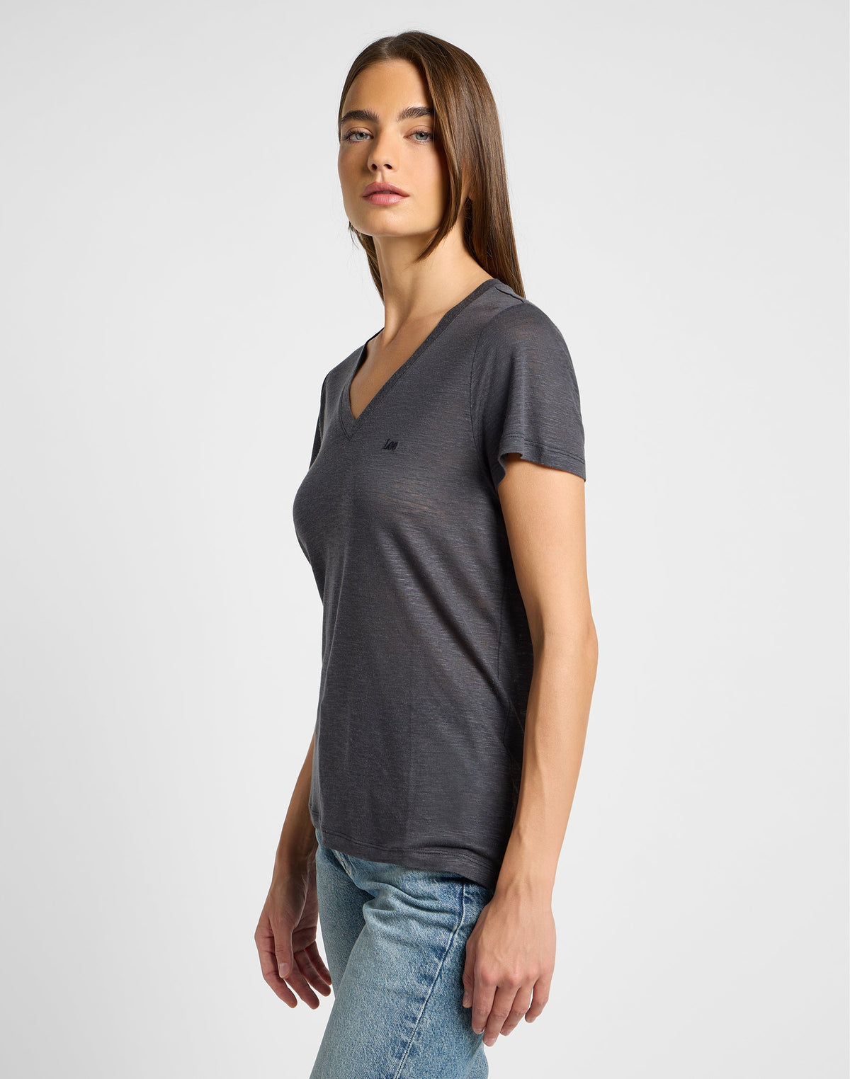 V Neck Tee in Black