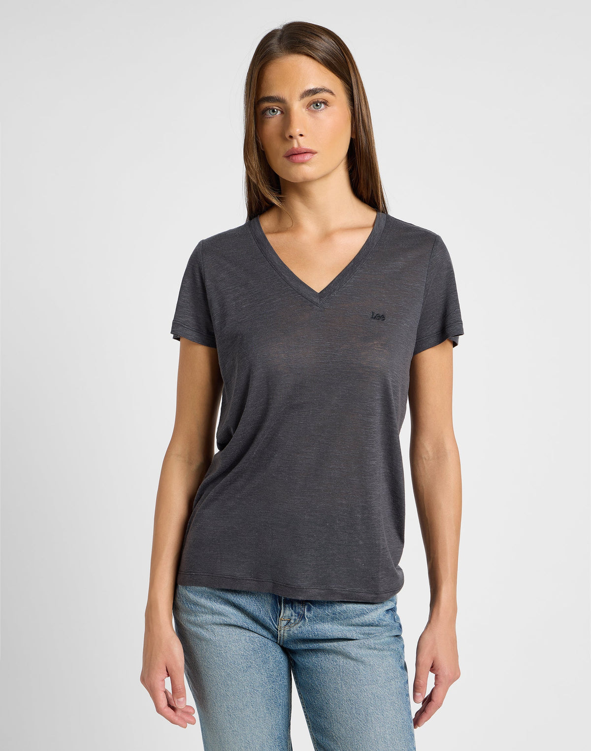 V Neck Tee in Black