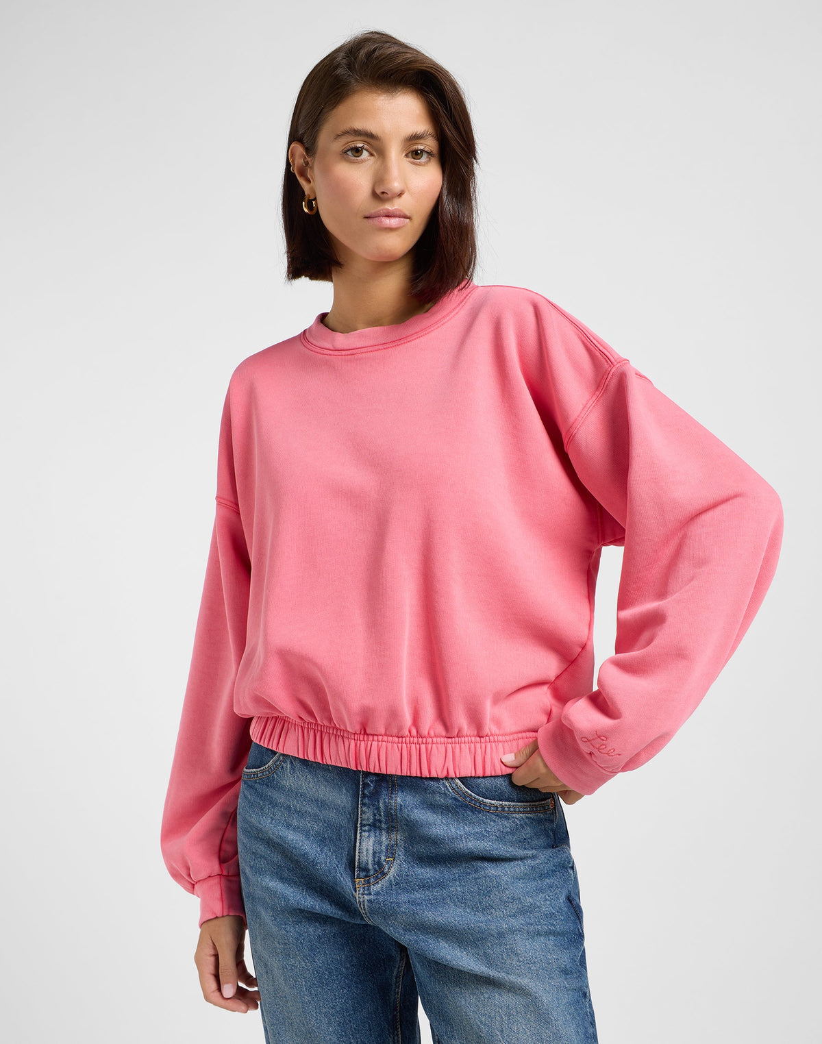 Sleeve Detail Sweatshirt in Lychee