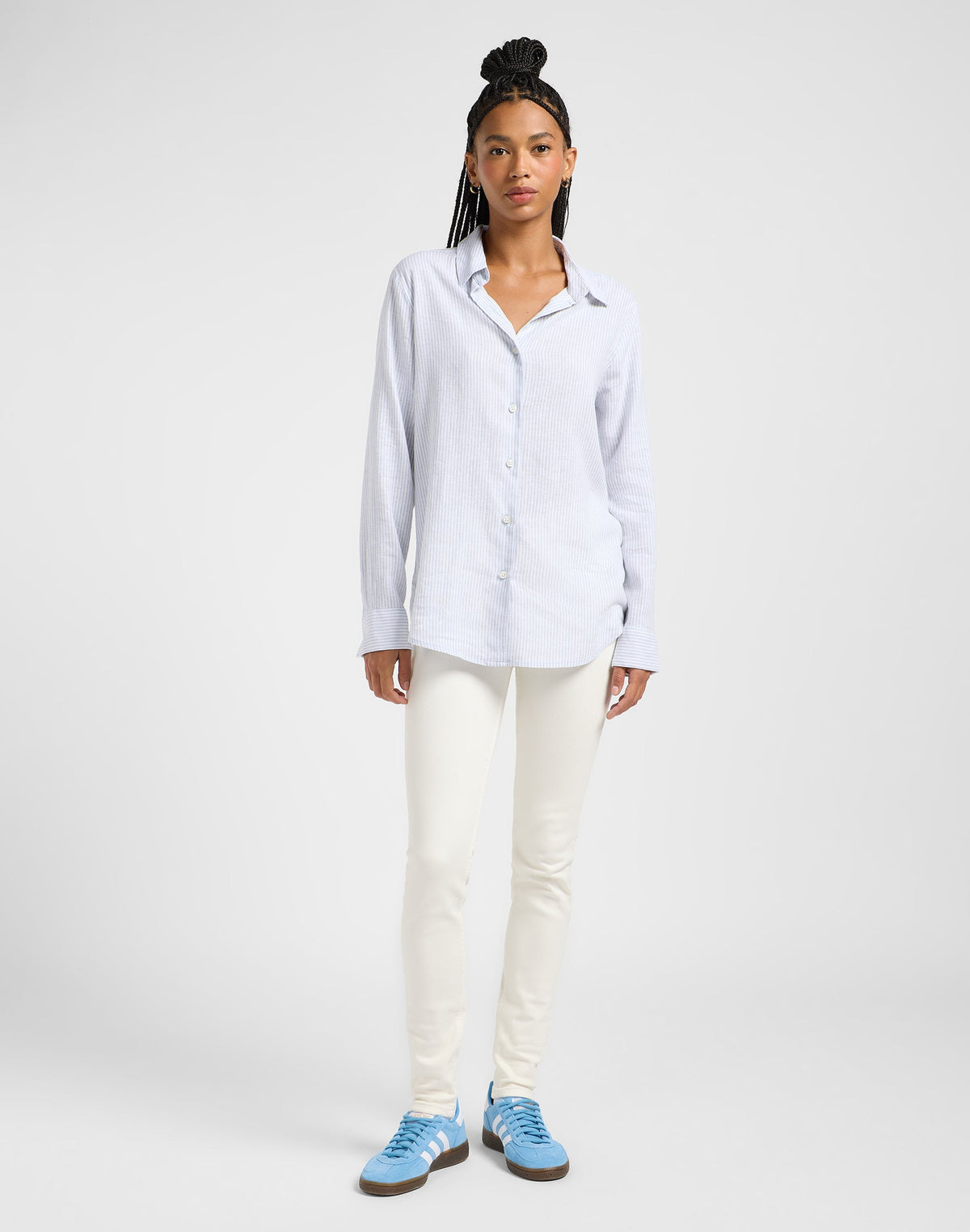 Pocketless Shirt in Concrete Pinstripe