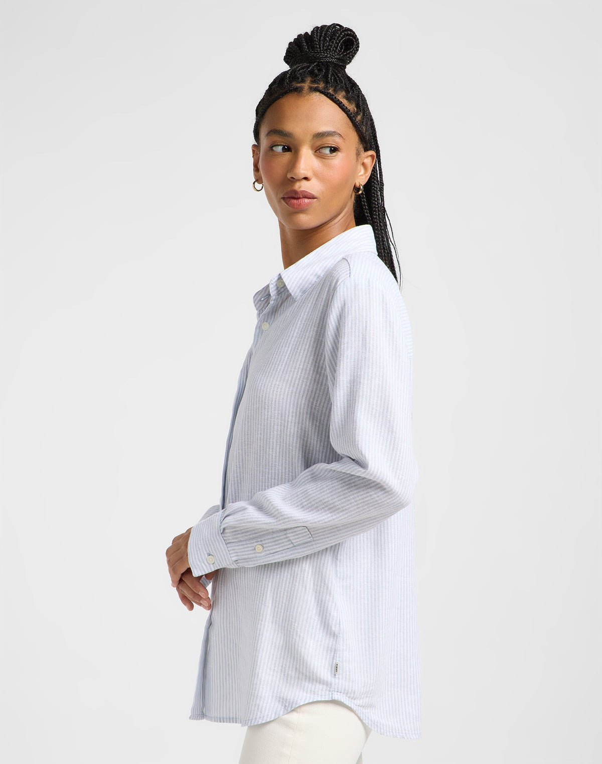 Pocketless Shirt in Concrete Pinstripe