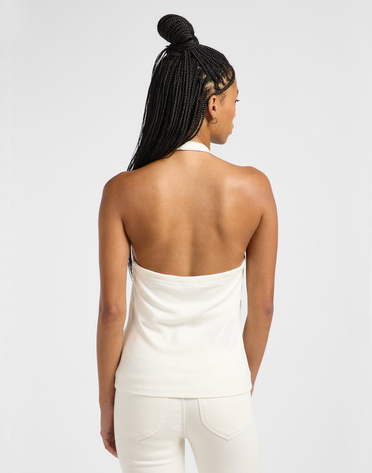 Open Back Halter Top in Ecru