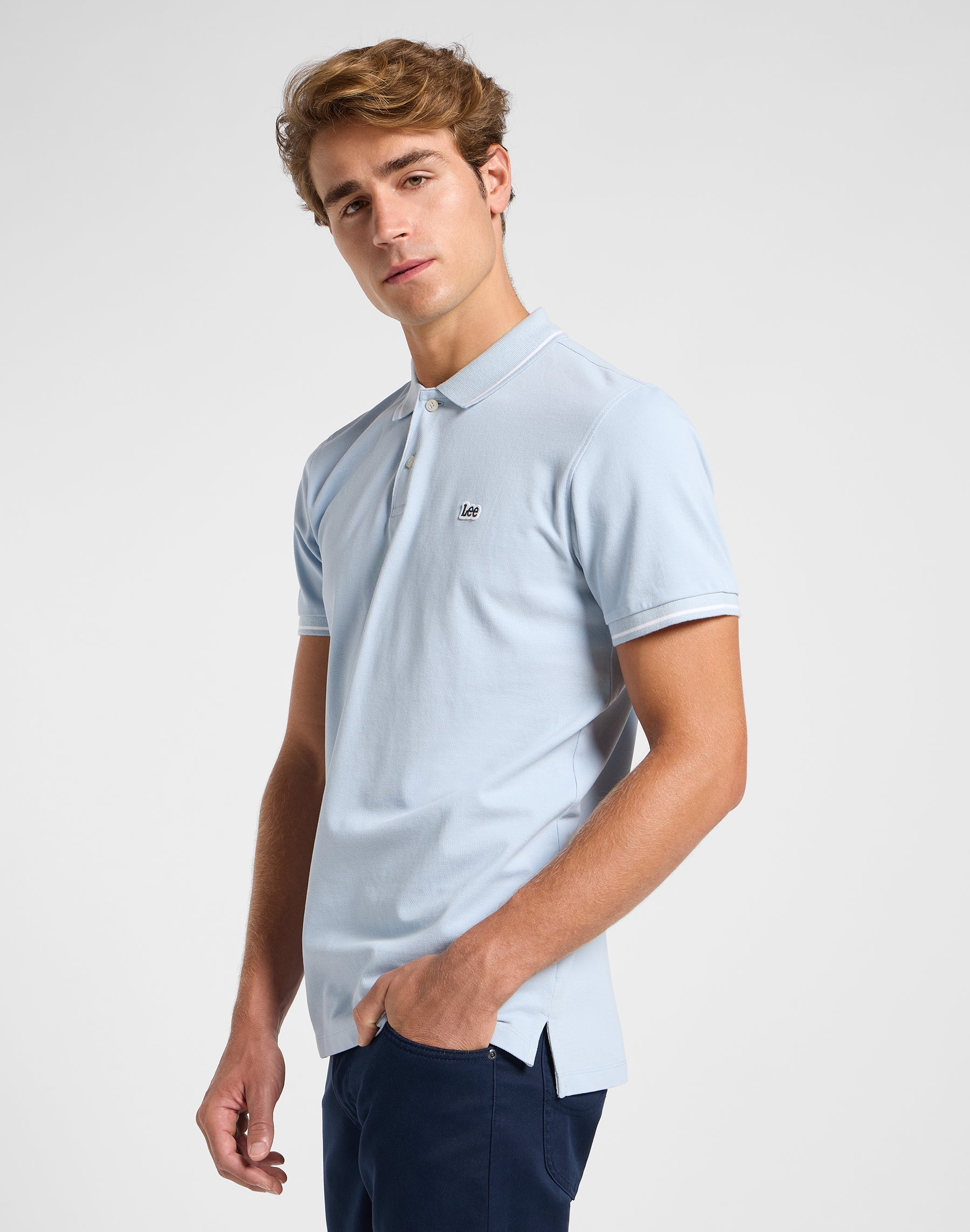 Pique Polo in Shy Blue