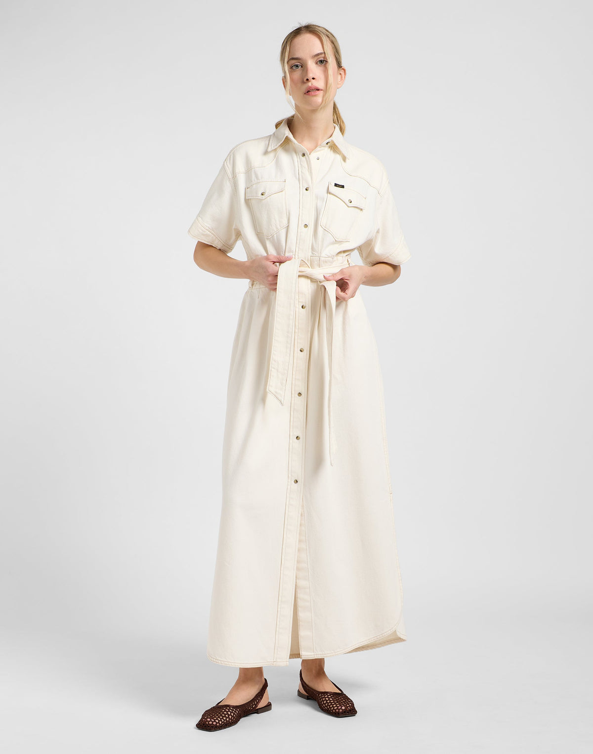 Ss Maxi Western Dress in Ecru