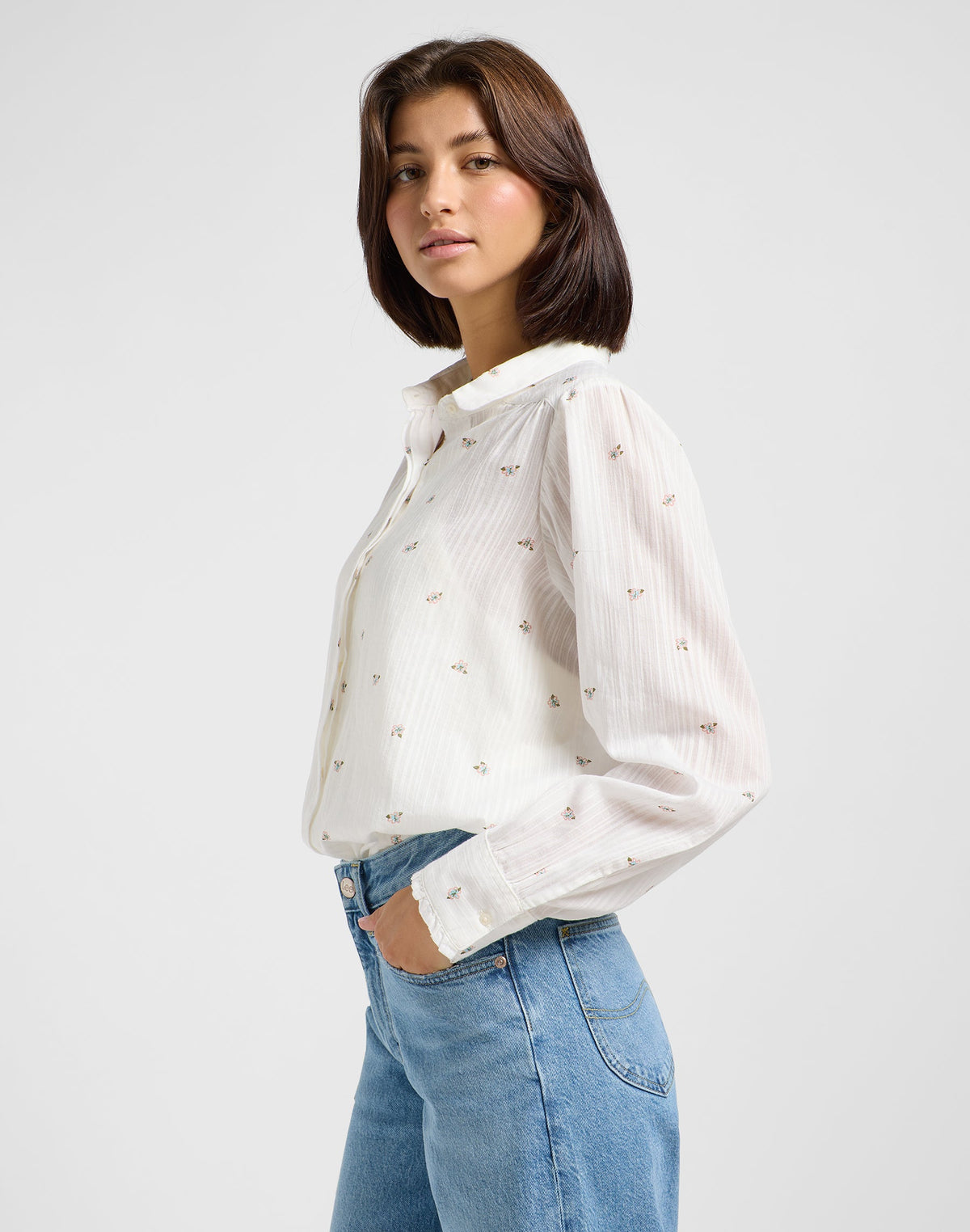 Shirred Blouse in Grove Floral