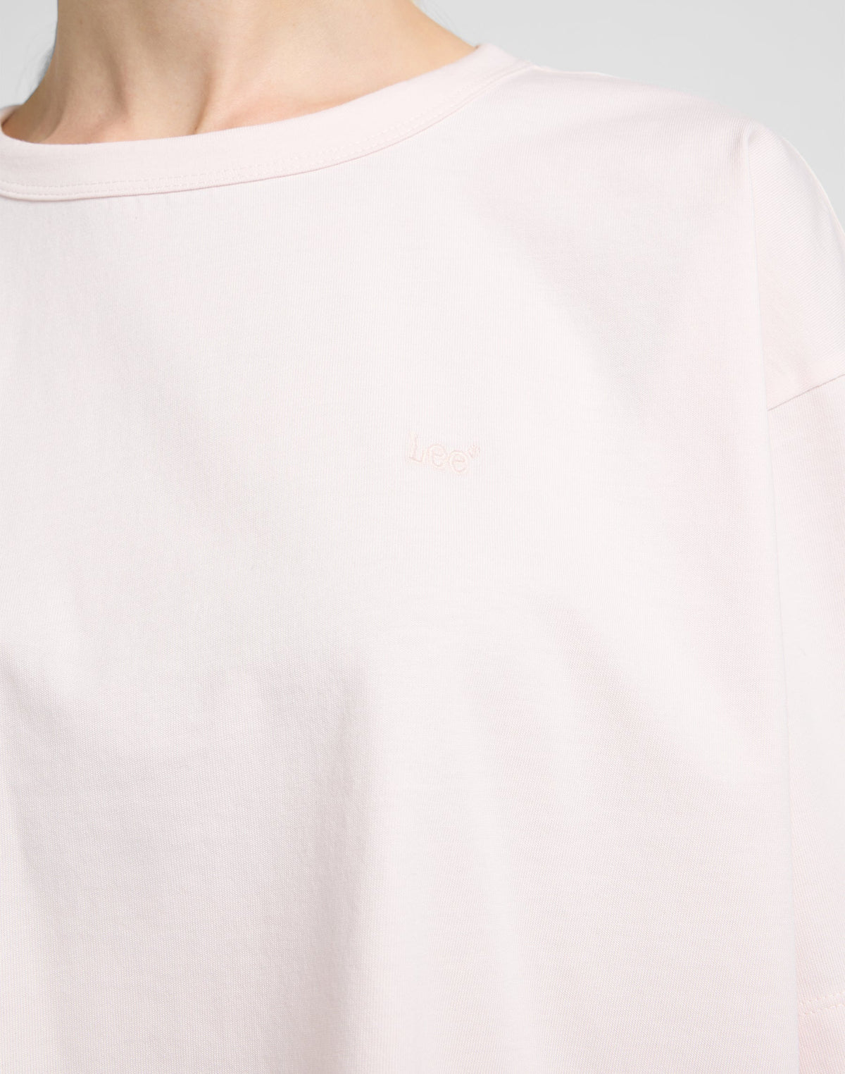 Cropped Boxy Tee in Frost Pink