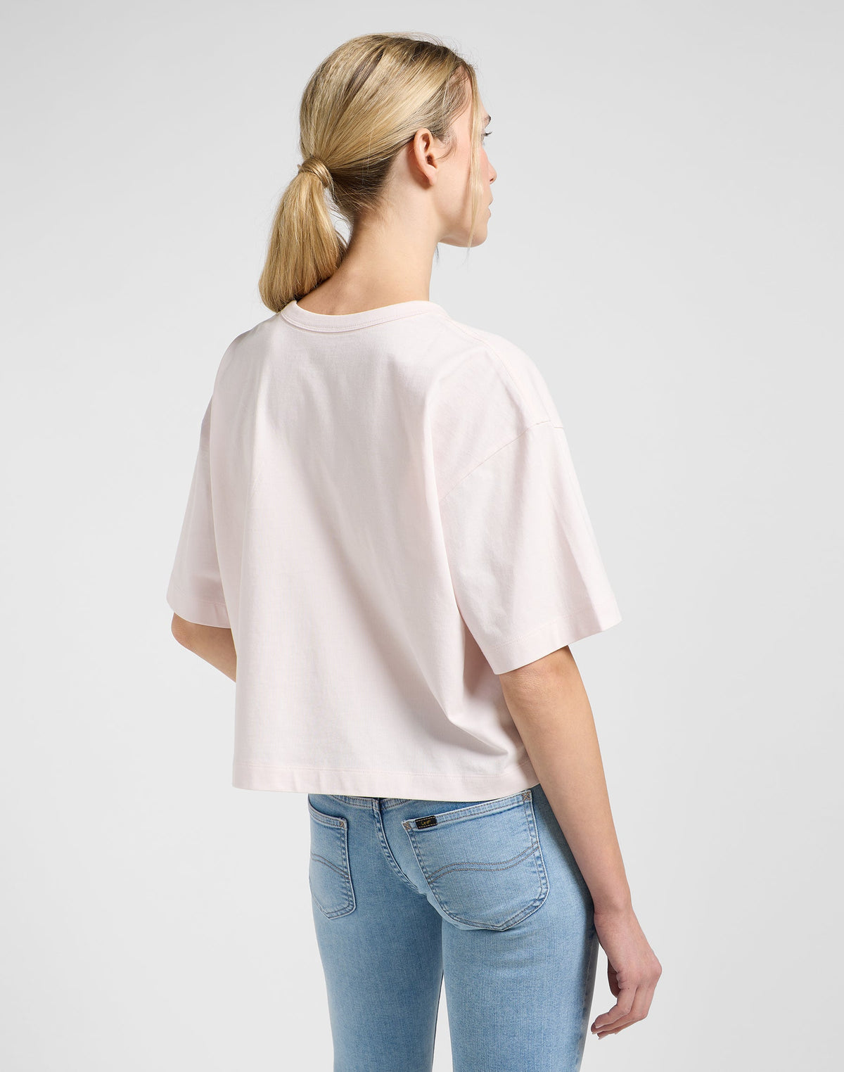 Cropped Boxy Tee in Frost Pink