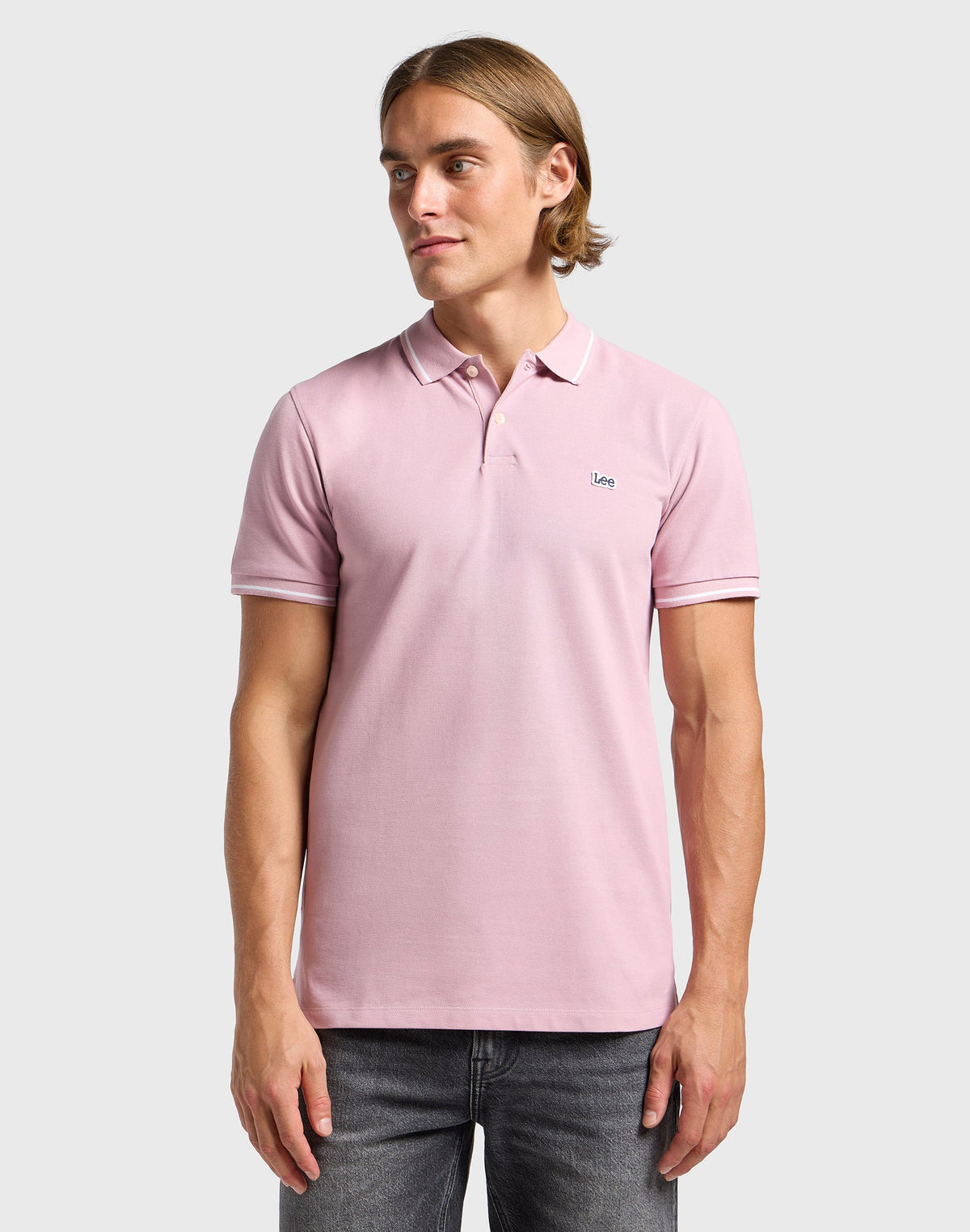 Pique Polo in Soft Mauve