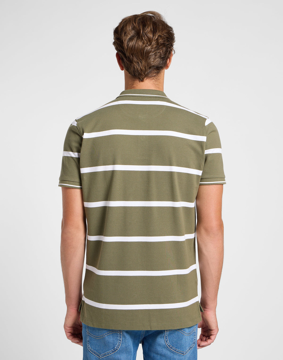 Pique Polo in Mercantile Green Stripe