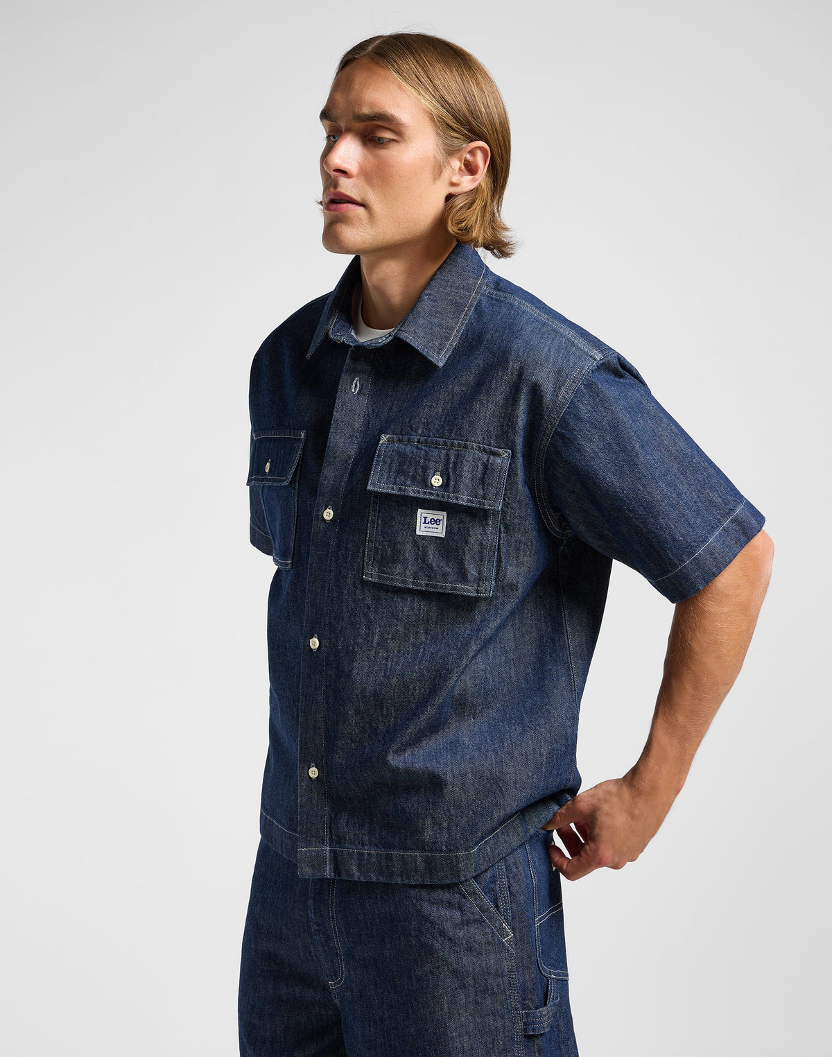 Shortsleeve Workwear Shirt in Rinse Wash