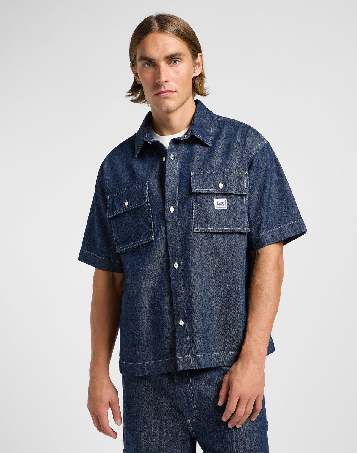 Shortsleeve Workwear Shirt in Rinse Wash