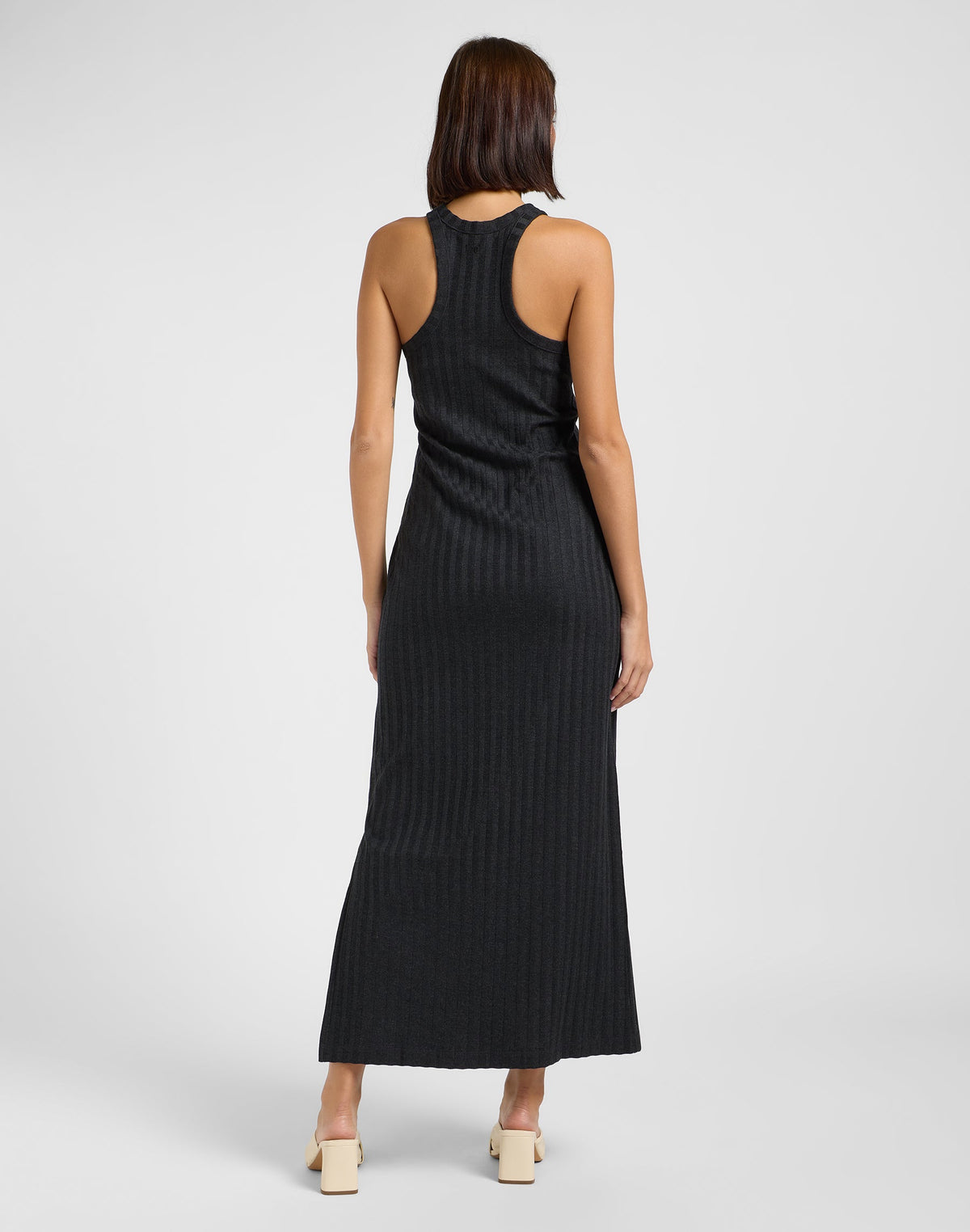 Rib Tank Dress in Black