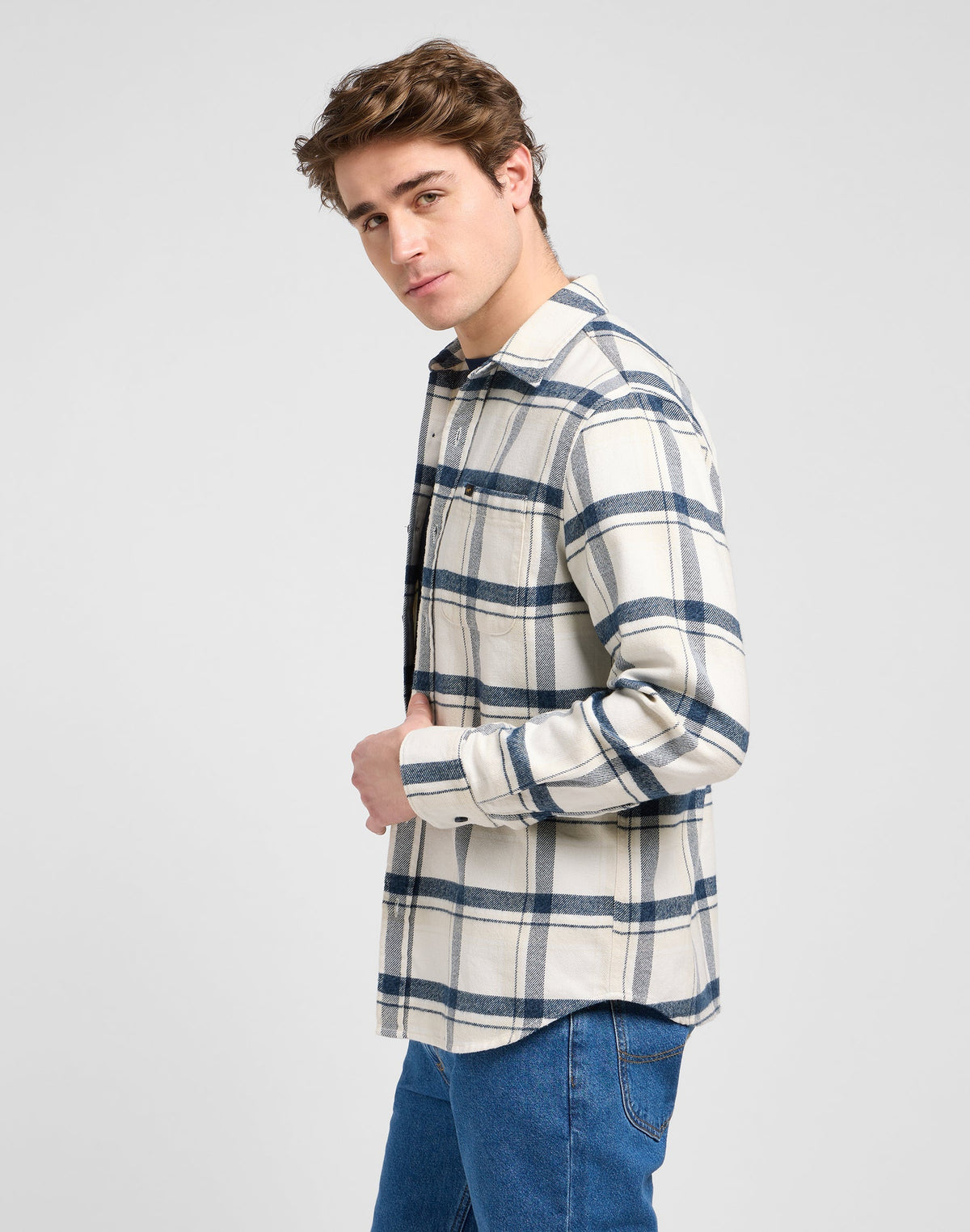 Mercantile Shirt in Vintage Ecru Jaspe Plaid