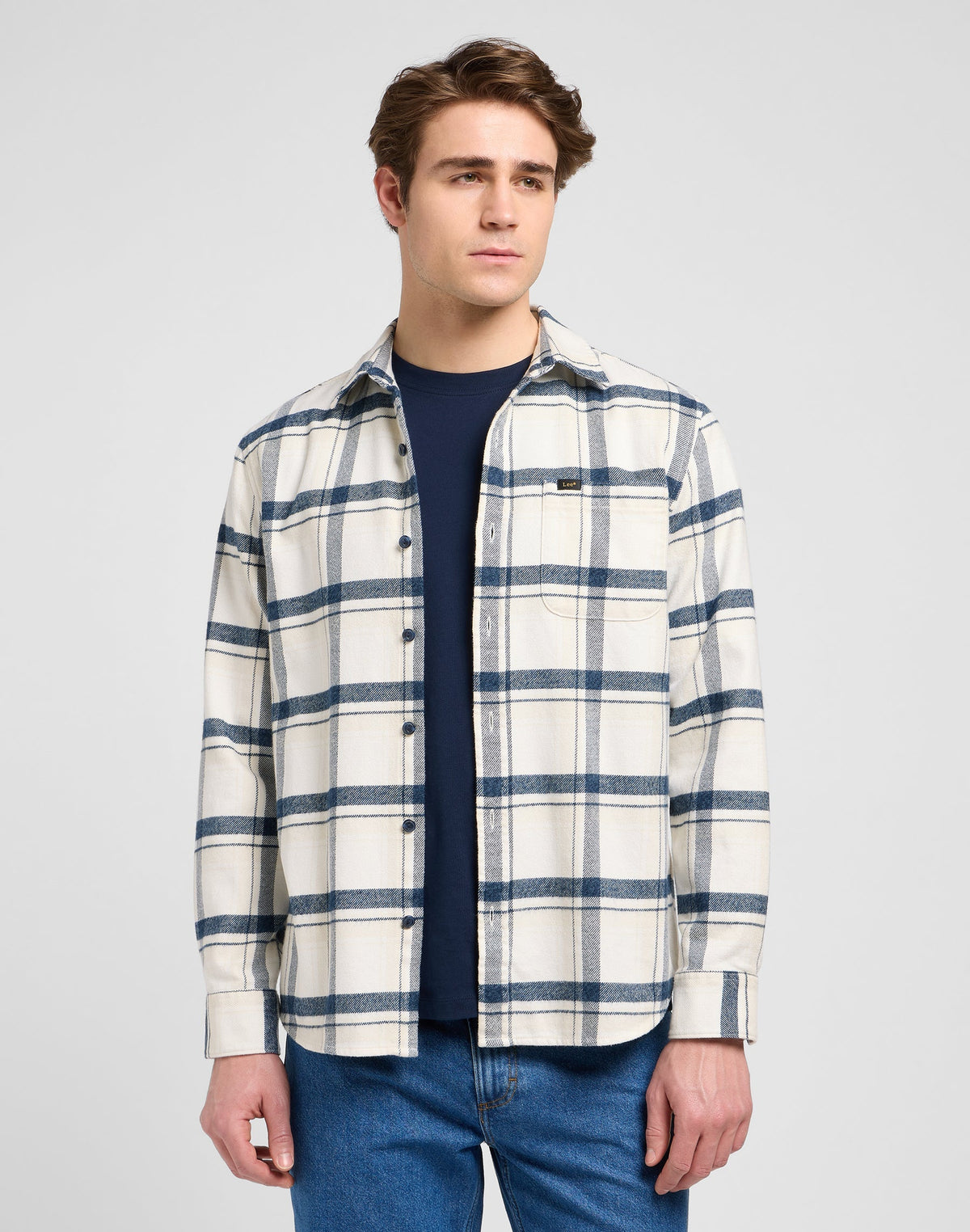 Mercantile Shirt in Vintage Ecru Jaspe Plaid