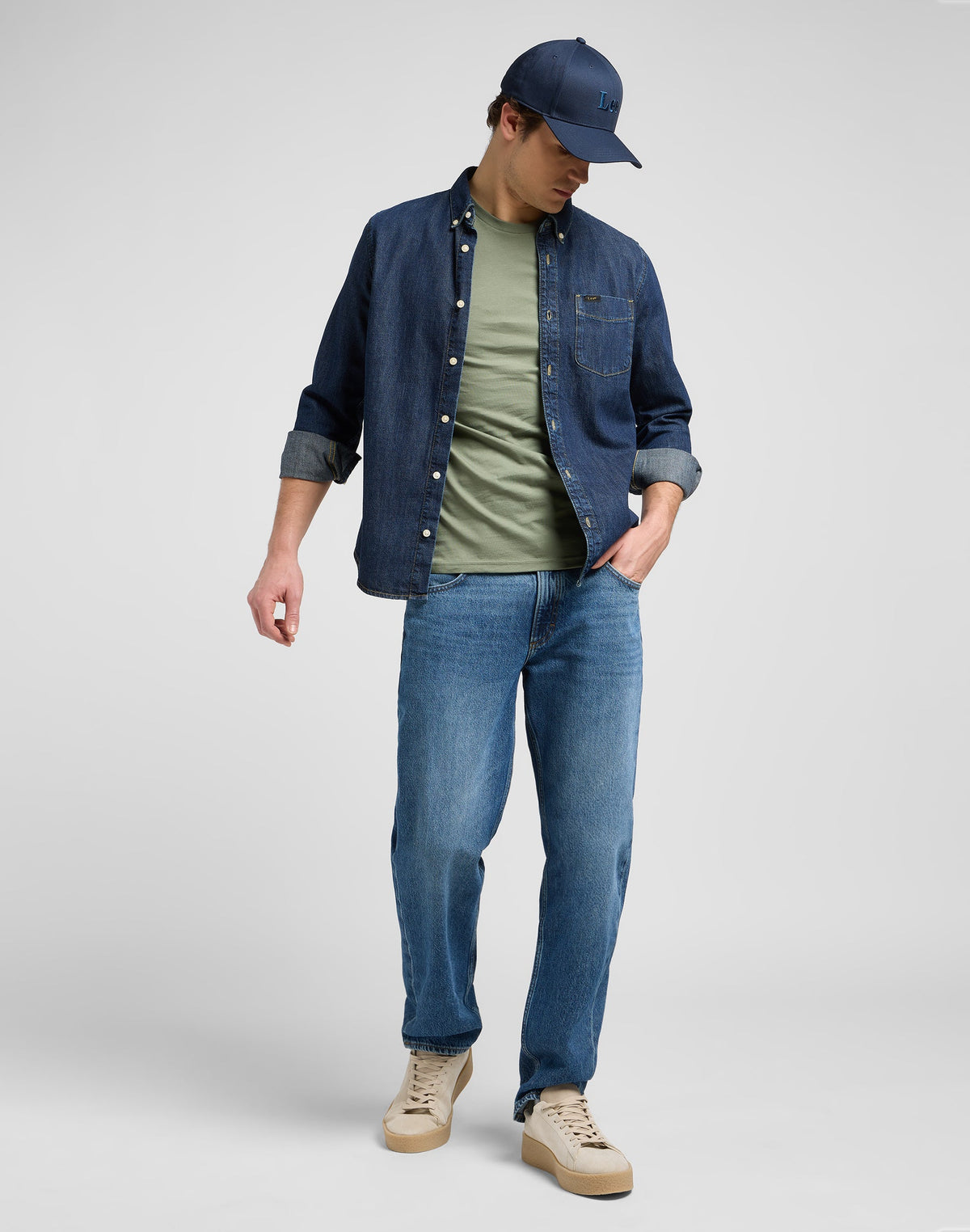 Lee Button Down in Mid Stone 2