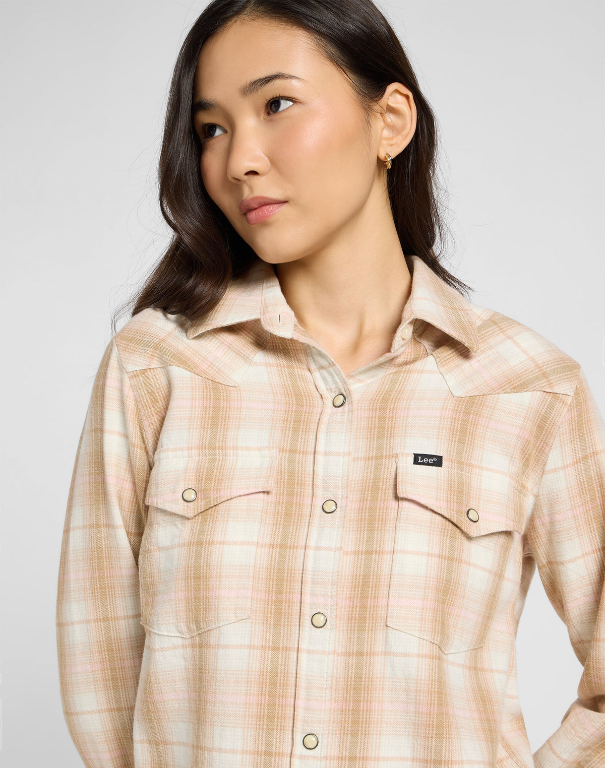 Regular Western Shirt in Khaki Plaid