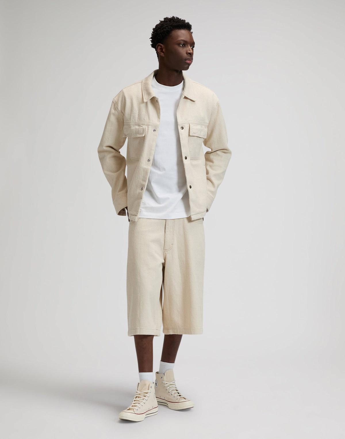 Jacquard Jacket in Natural Greige