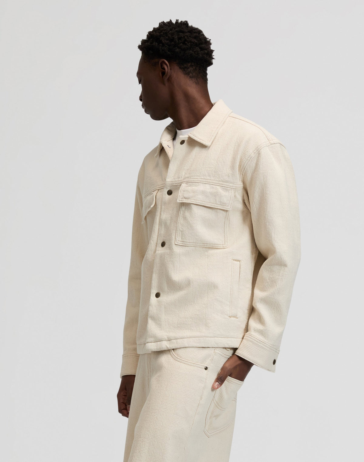 Jacquard Jacket in Natural Greige