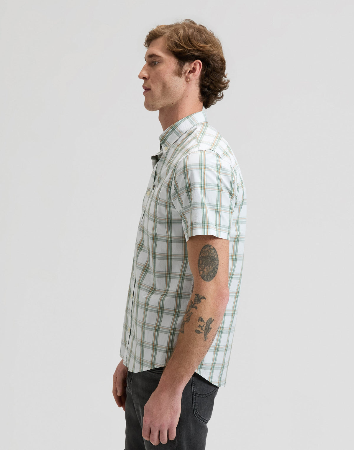 Lee Button Down Shortsleeve in Desert Sage Safari Plaid