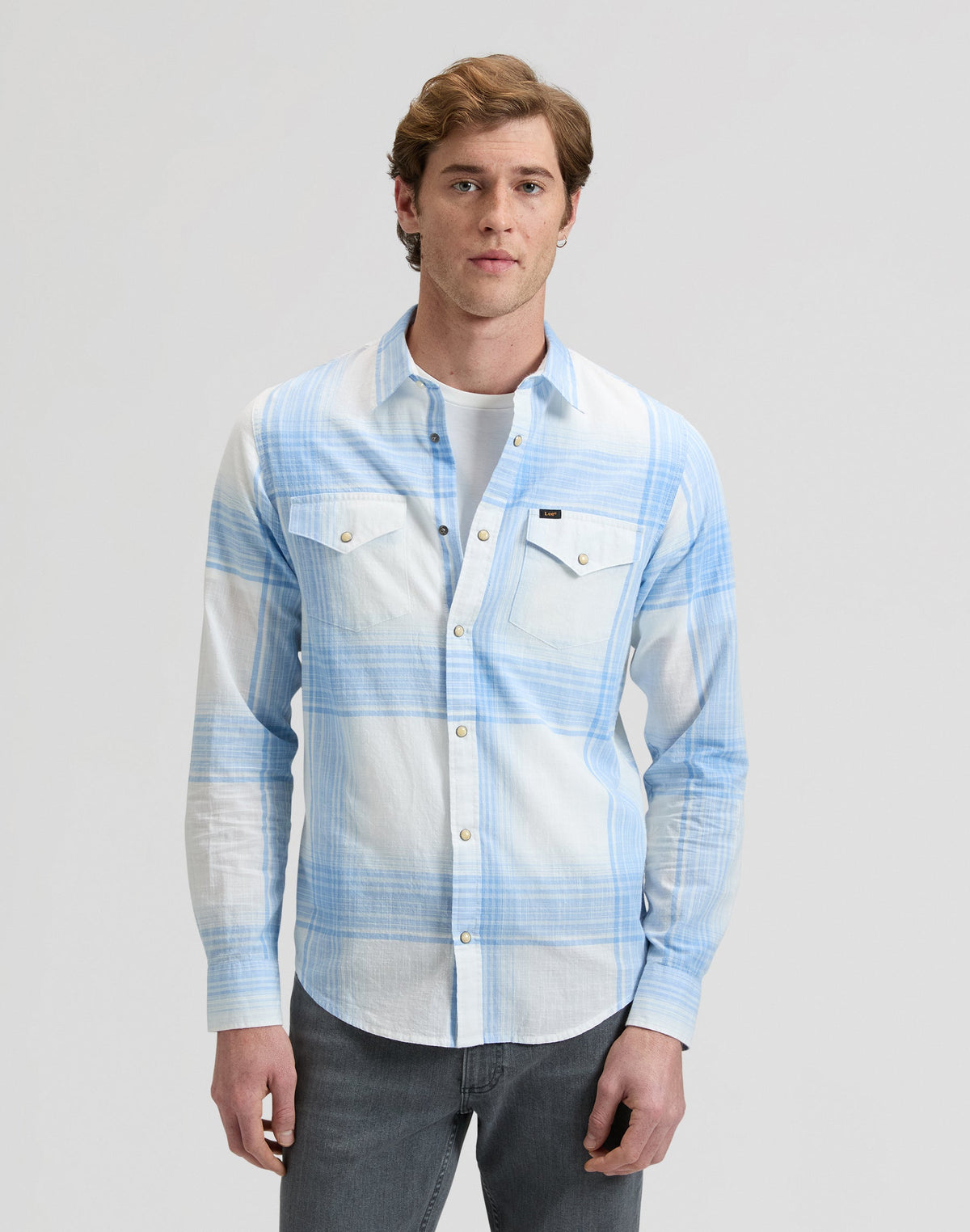 Clean Western Shirt in Halogen Ombre Plaid