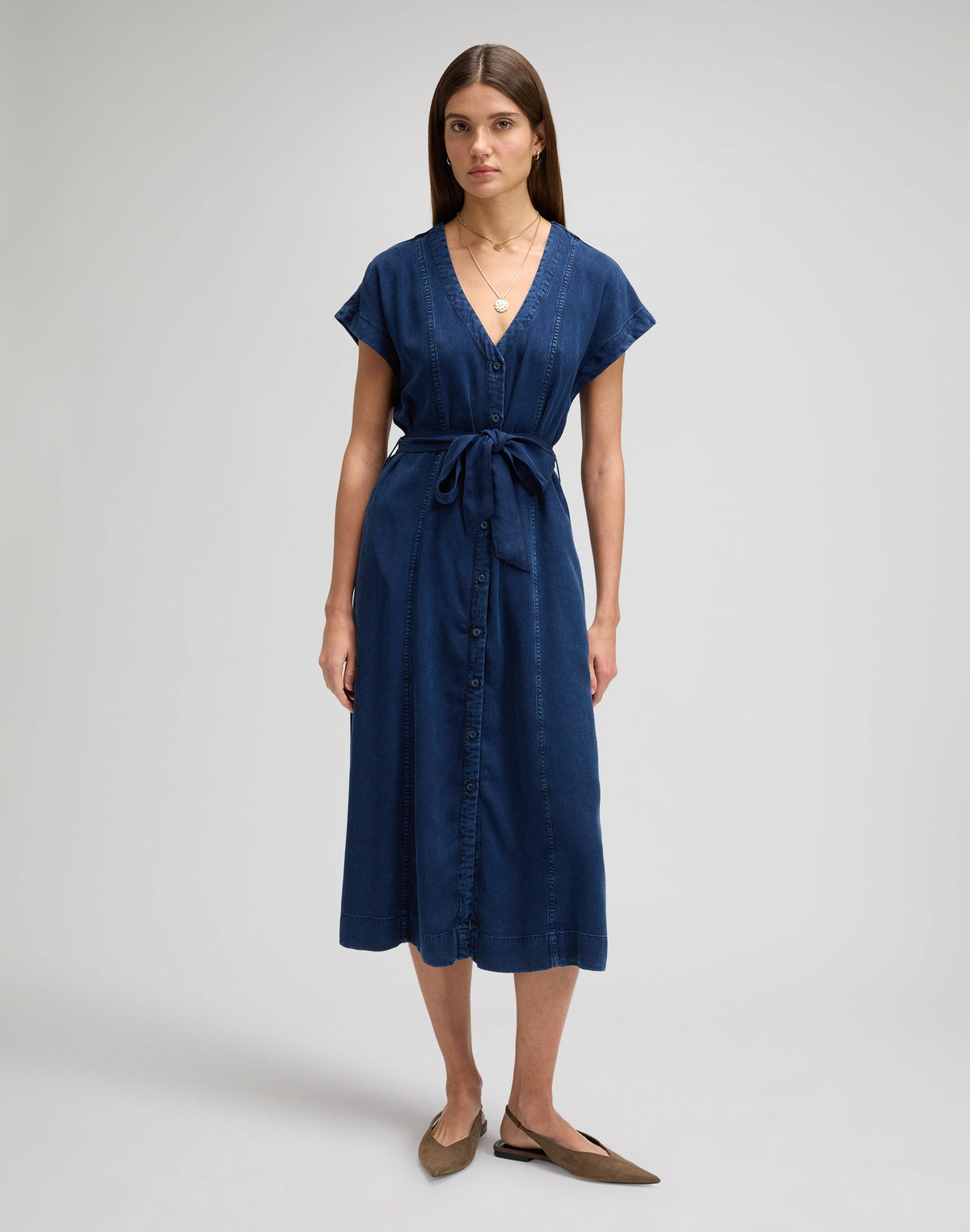 Belted Midi Dress in Sunset Ride