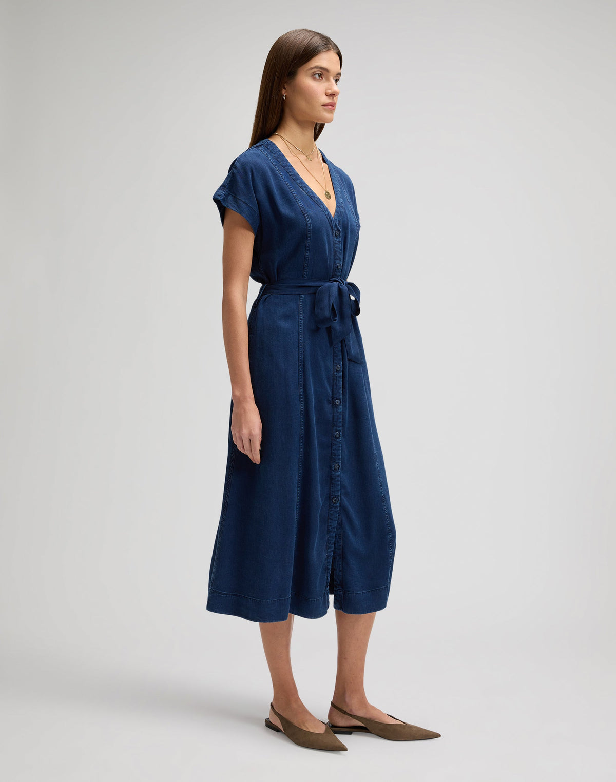 Belted Midi Dress in Sunset Ride
