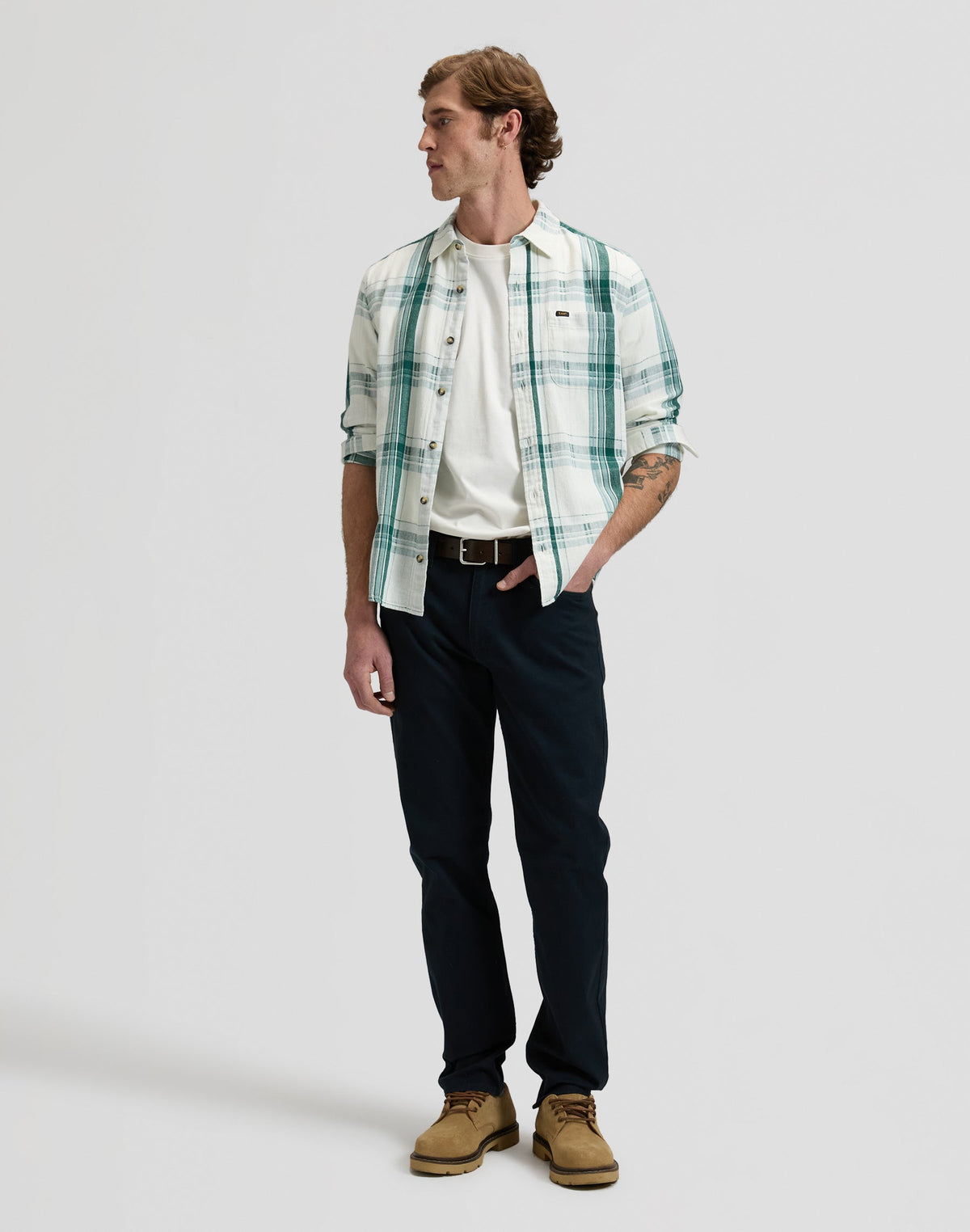 Leesure Shirt in Algae Plaid