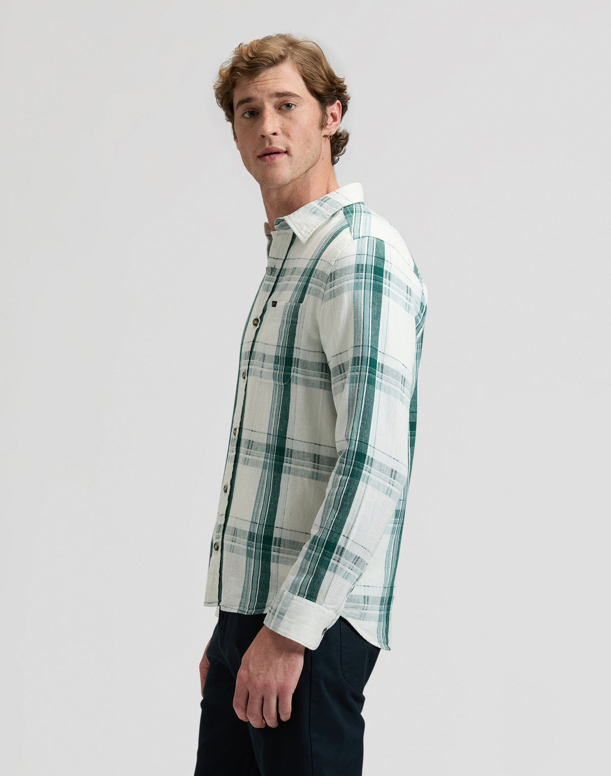 Leesure Shirt in Algae Plaid