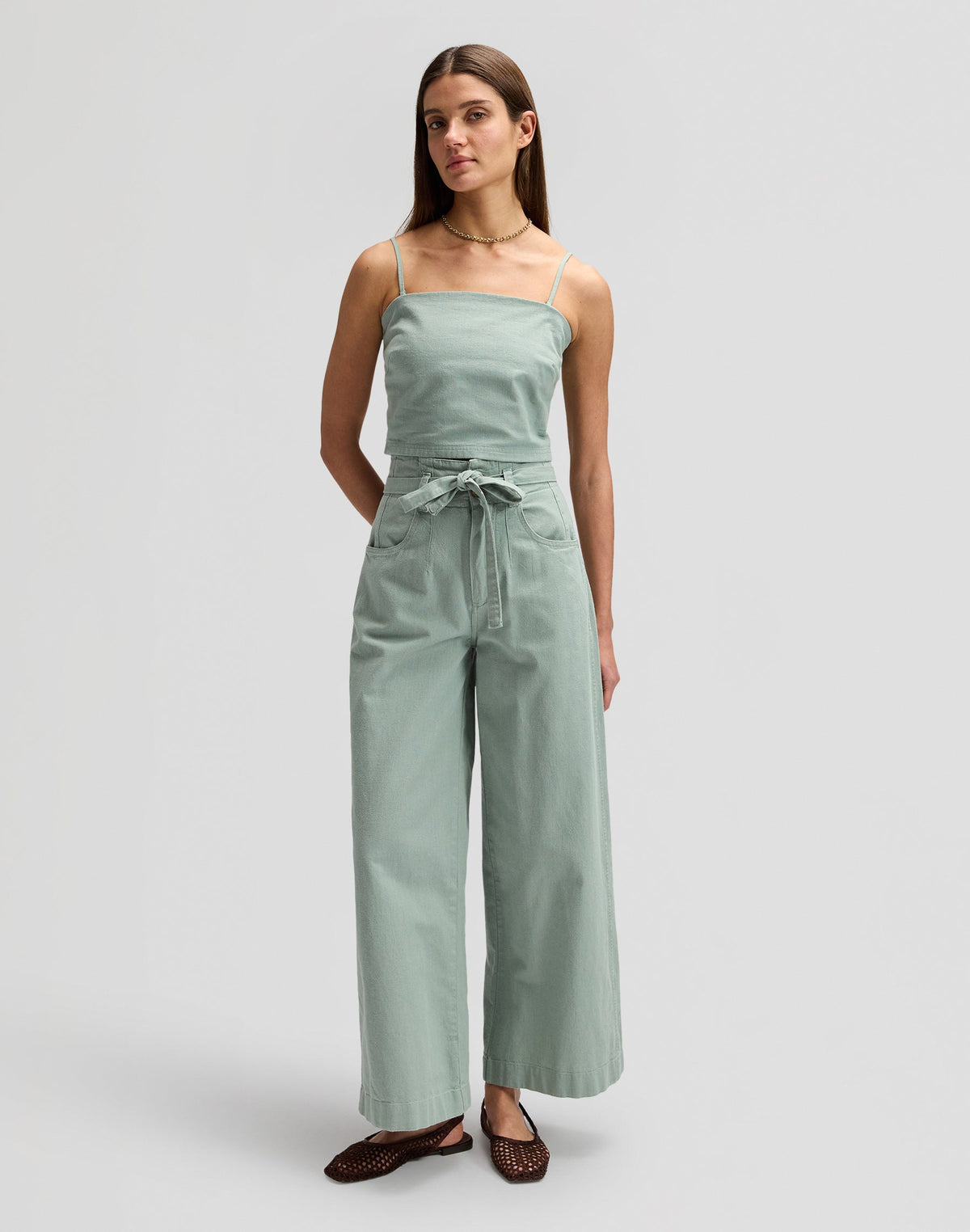 Pleated Trouser in Desert Sage