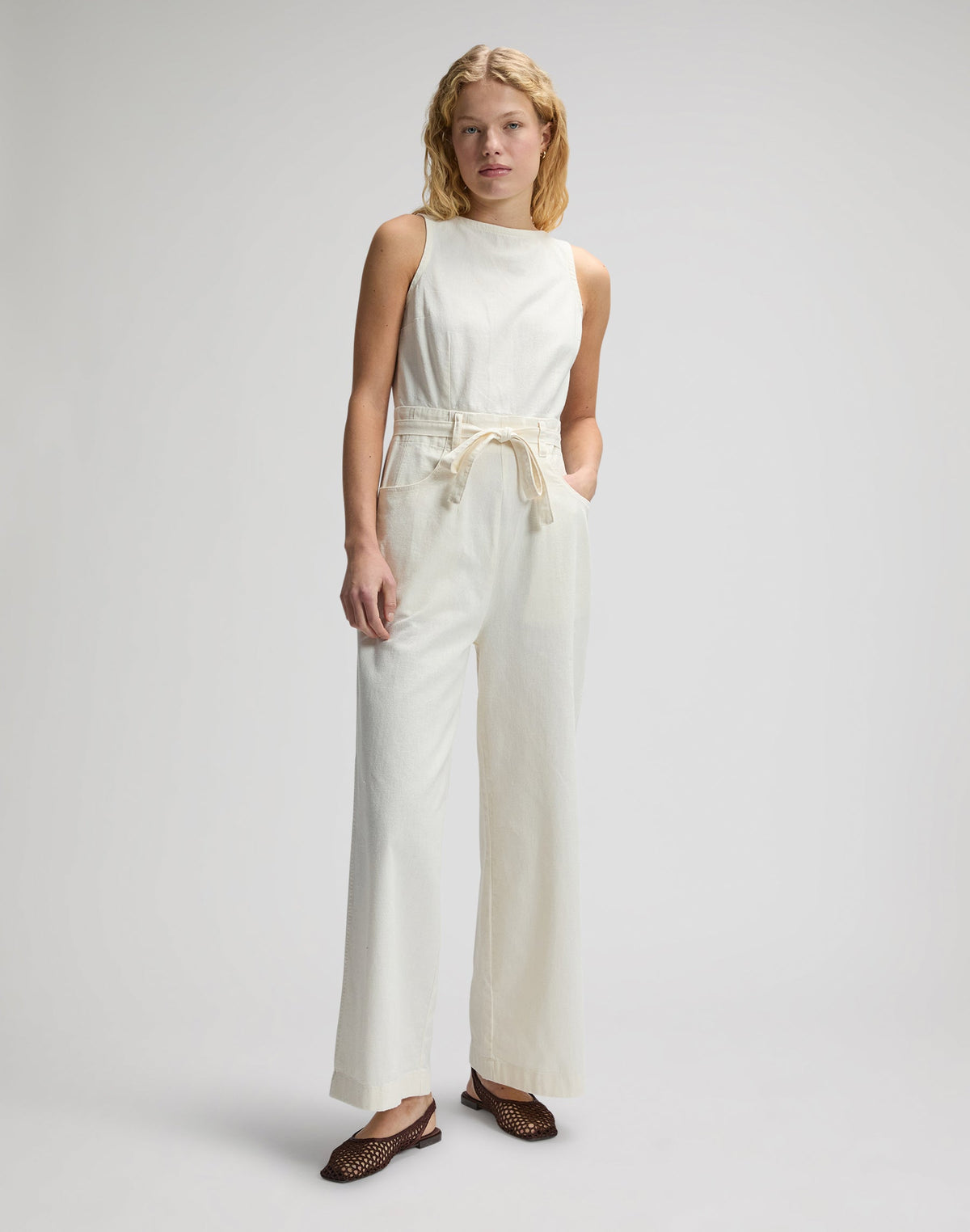 Boatneck Jumpsuit in Natural