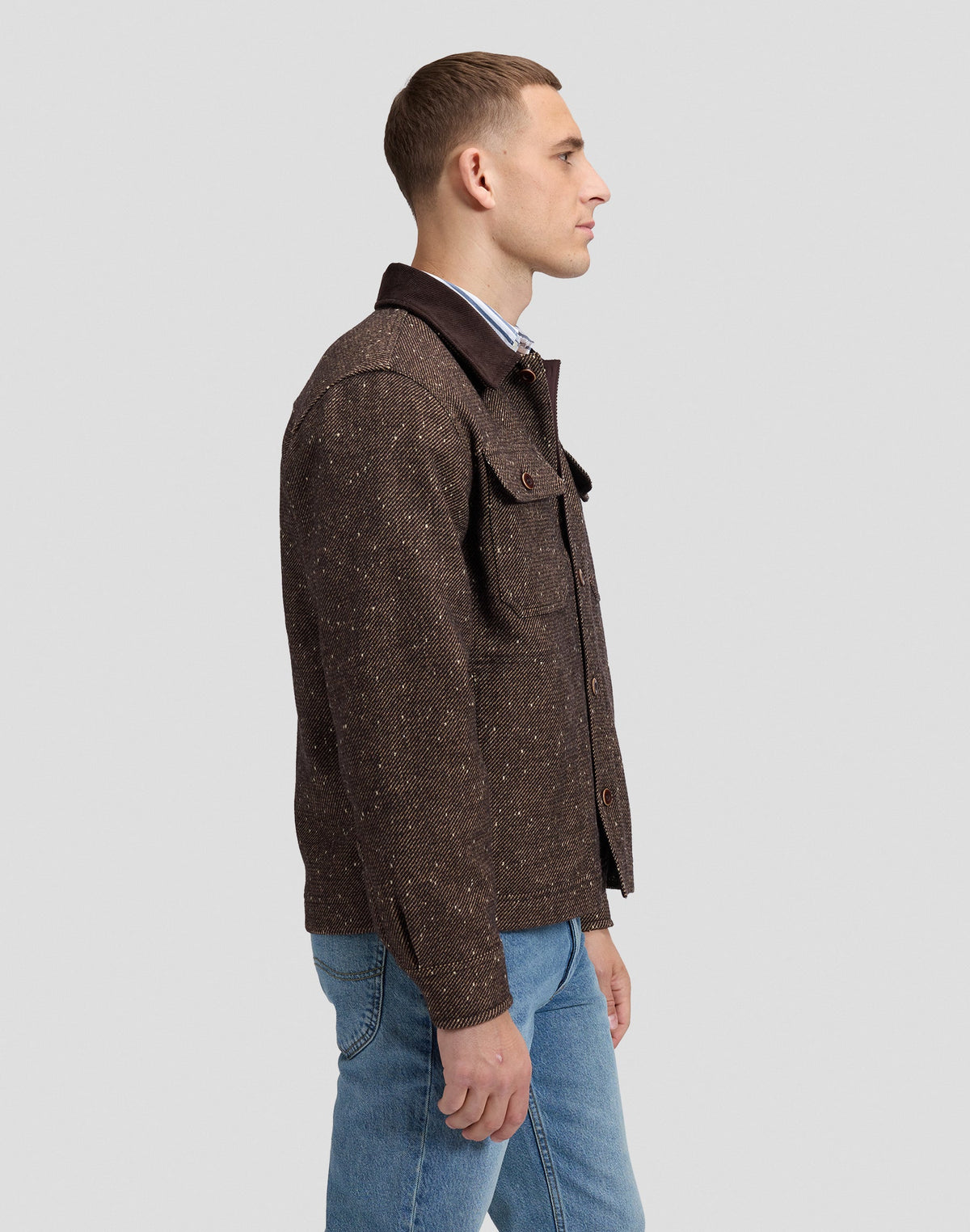 Overshirt Cord Collar Mix in Chocolate Torte