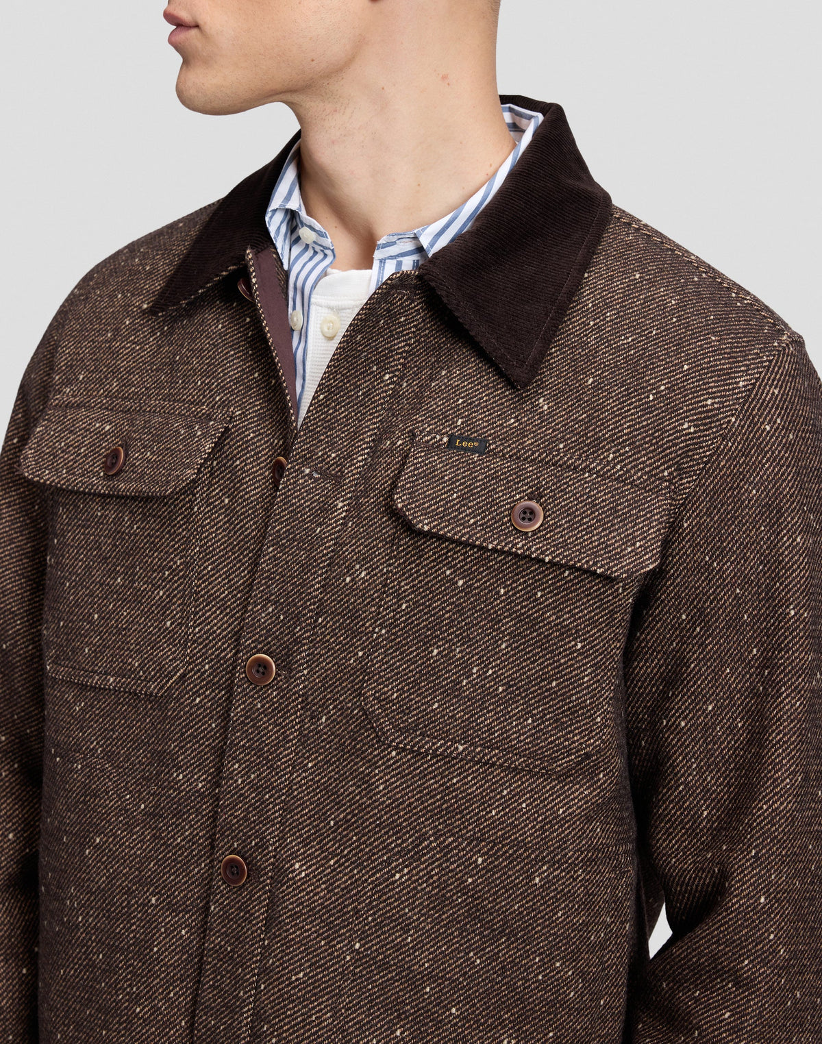 Overshirt Cord Collar Mix in Chocolate Torte