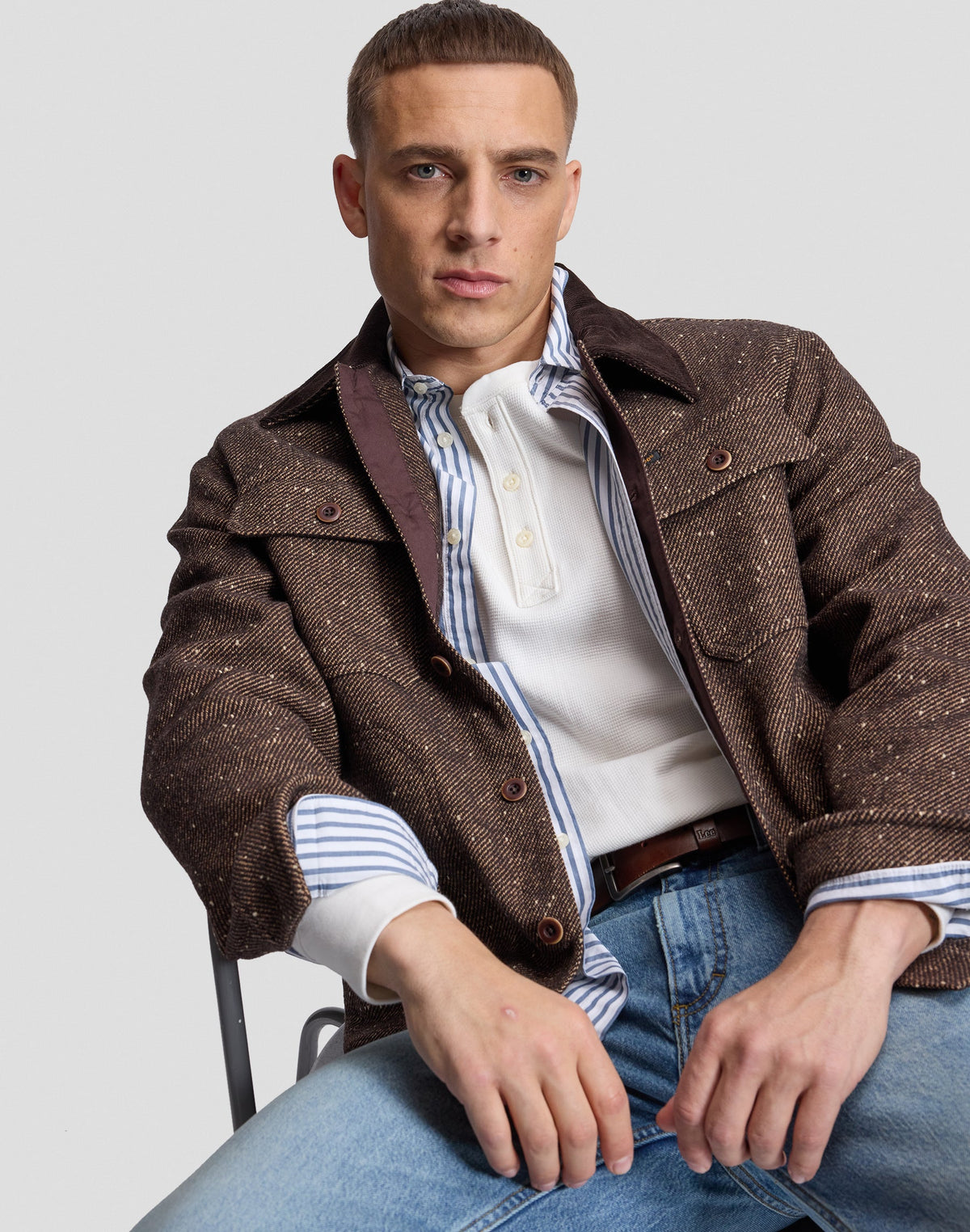 Overshirt Cord Collar Mix in Chocolate Torte