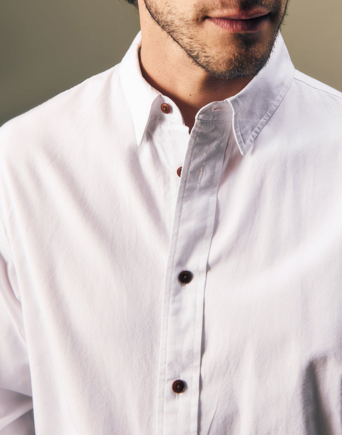 Langarmhemd Oxford Button Up in Bright White