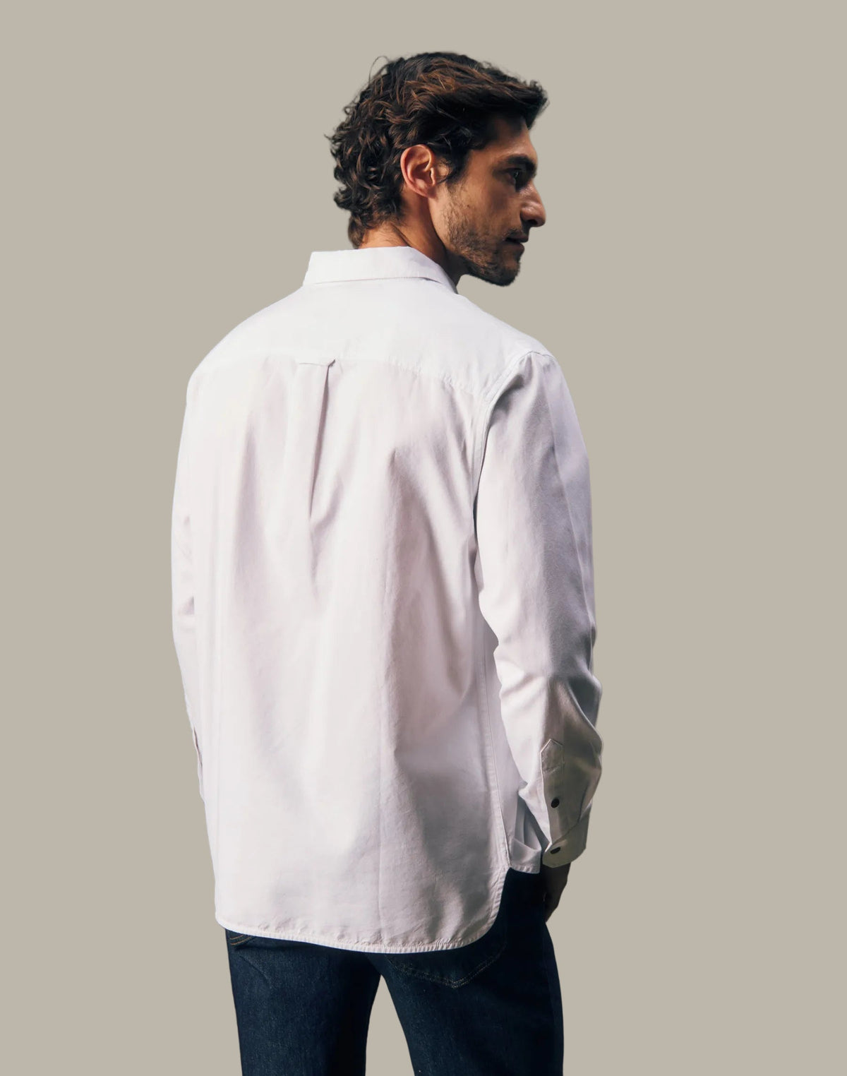 Langarmhemd Oxford Button Up in Bright White