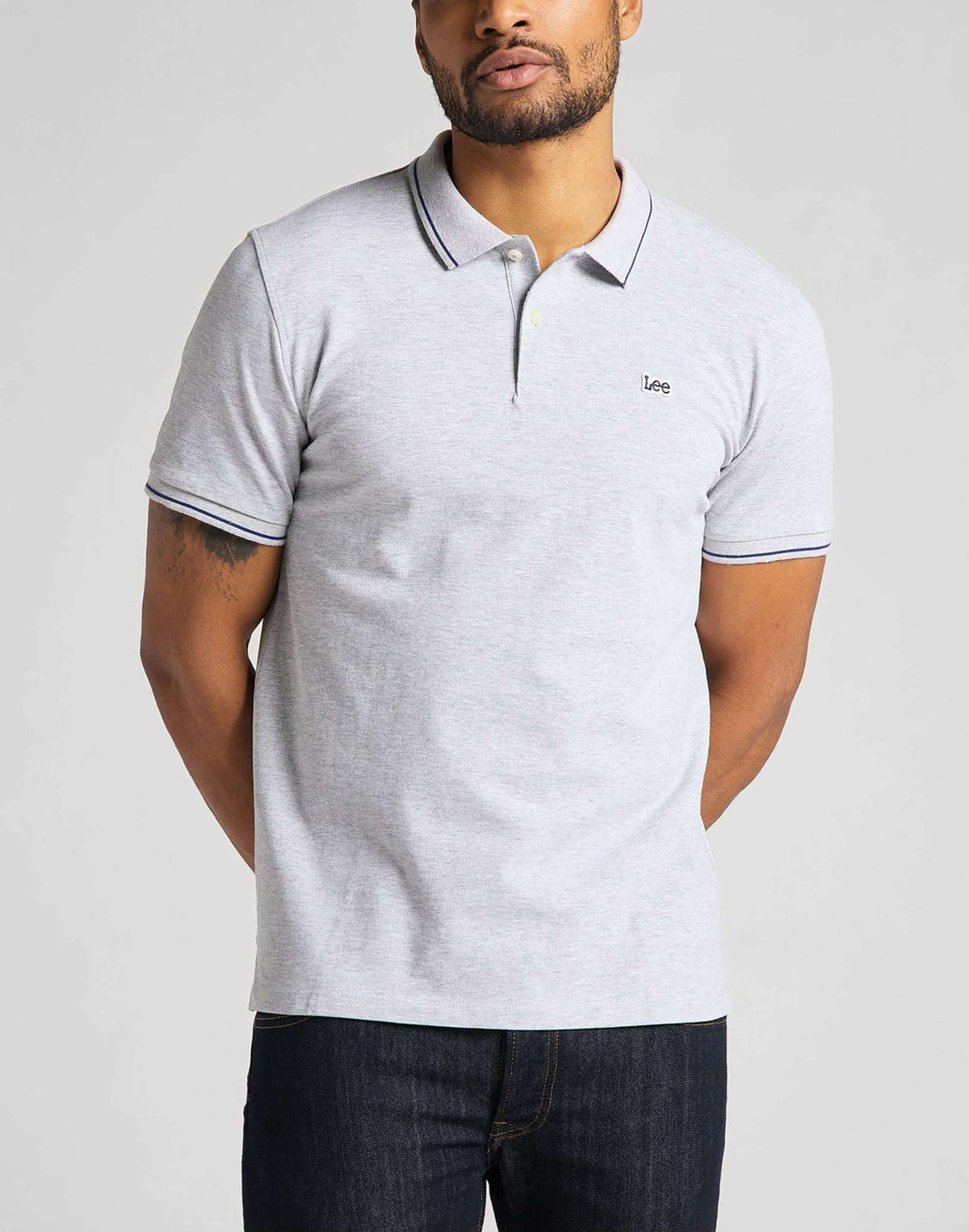 Pique Polo in Sharp Grey Melange