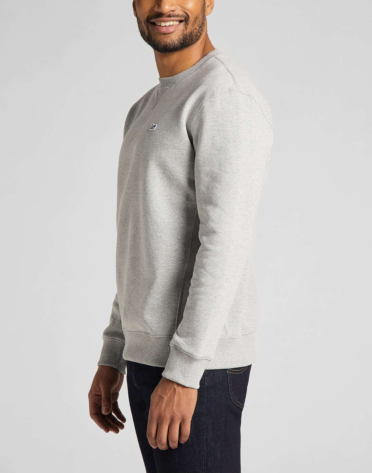 Plain Crew Sweatshirt in Grey Melange
