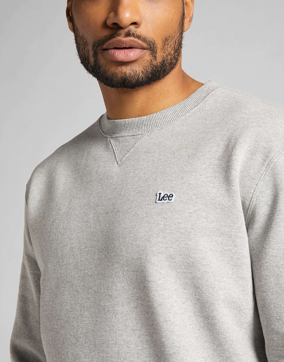 Plain Crew Sweatshirt in Grey Melange