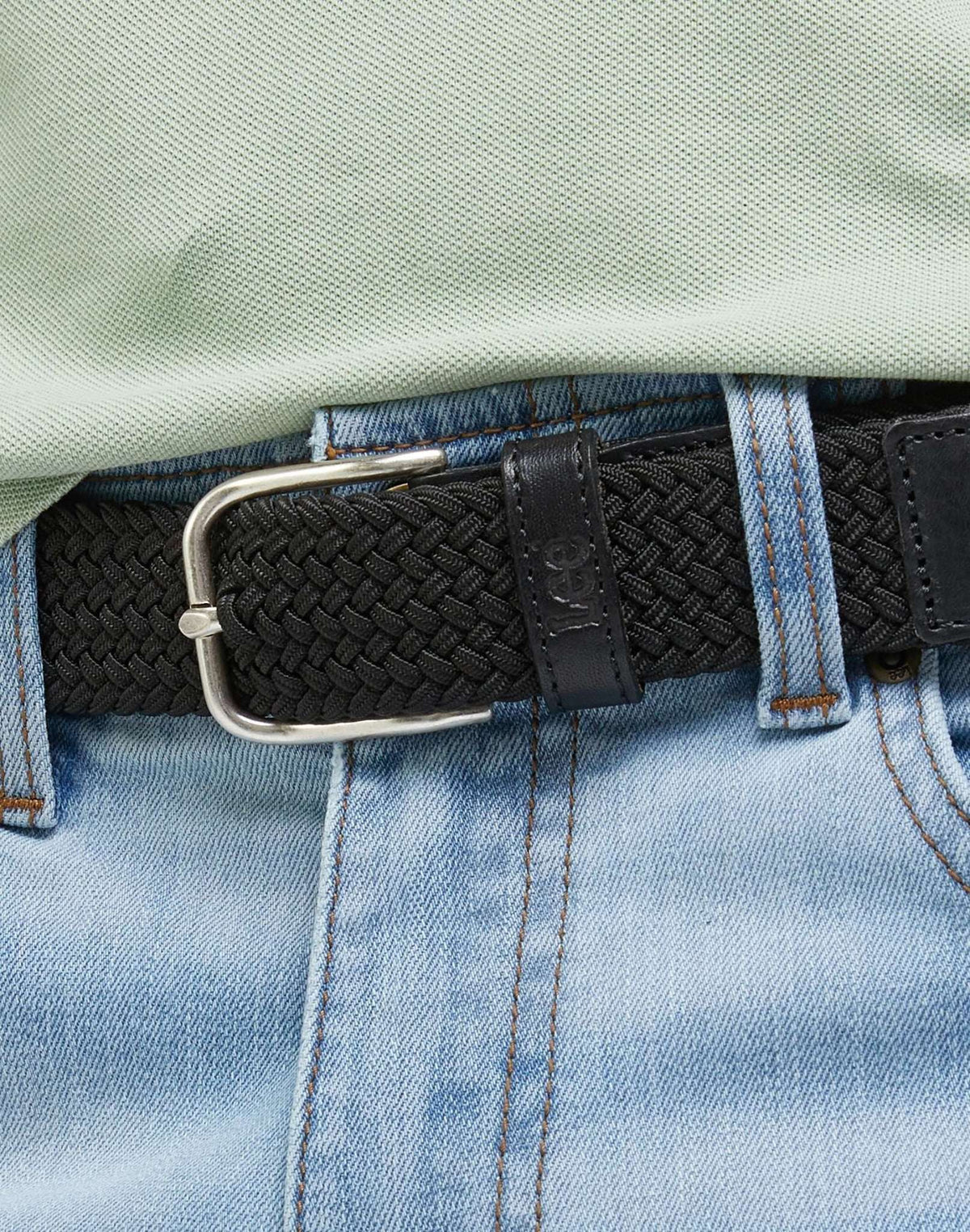 Elastic Webbing Belt in Black