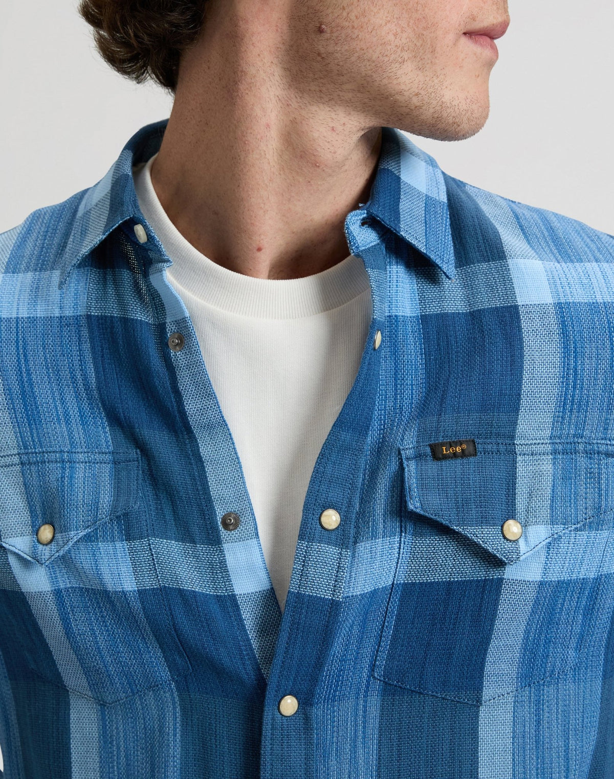 Clean Western Shirt in Indigo Plaid - LEE Schweiz