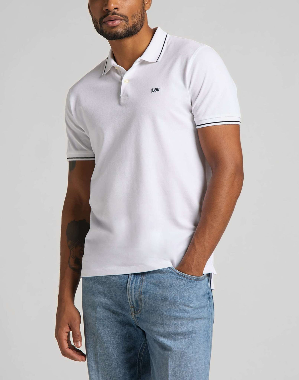 Pique Polo in Bright White - LEE Schweiz