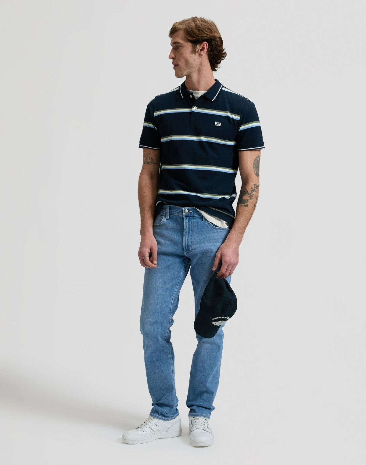 Pique Polo in Lime Ice Navy Stripe - LEE Schweiz